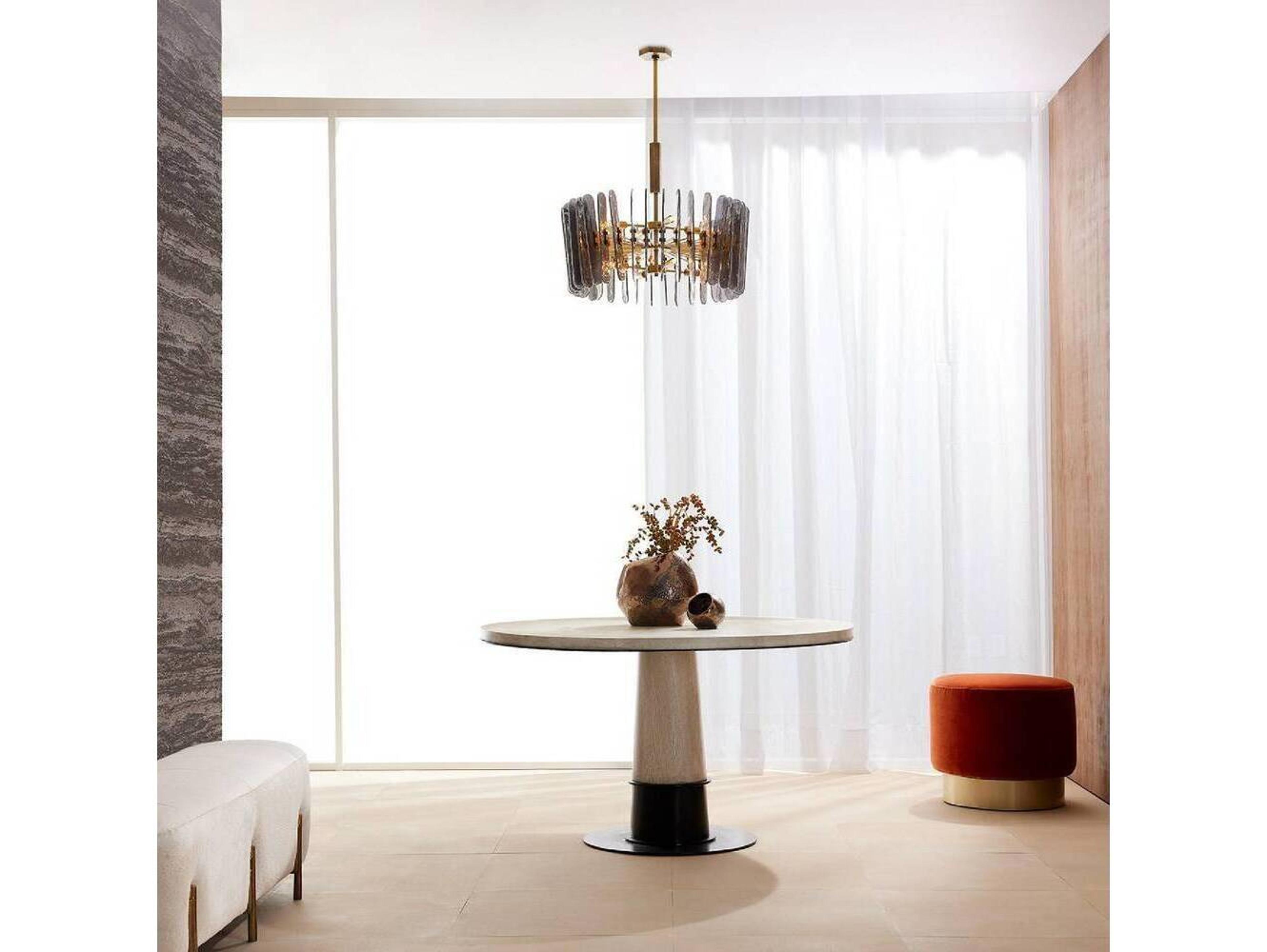 Arteriors Home Klaus 8-Light Antique Brass Gray Drum Pendant