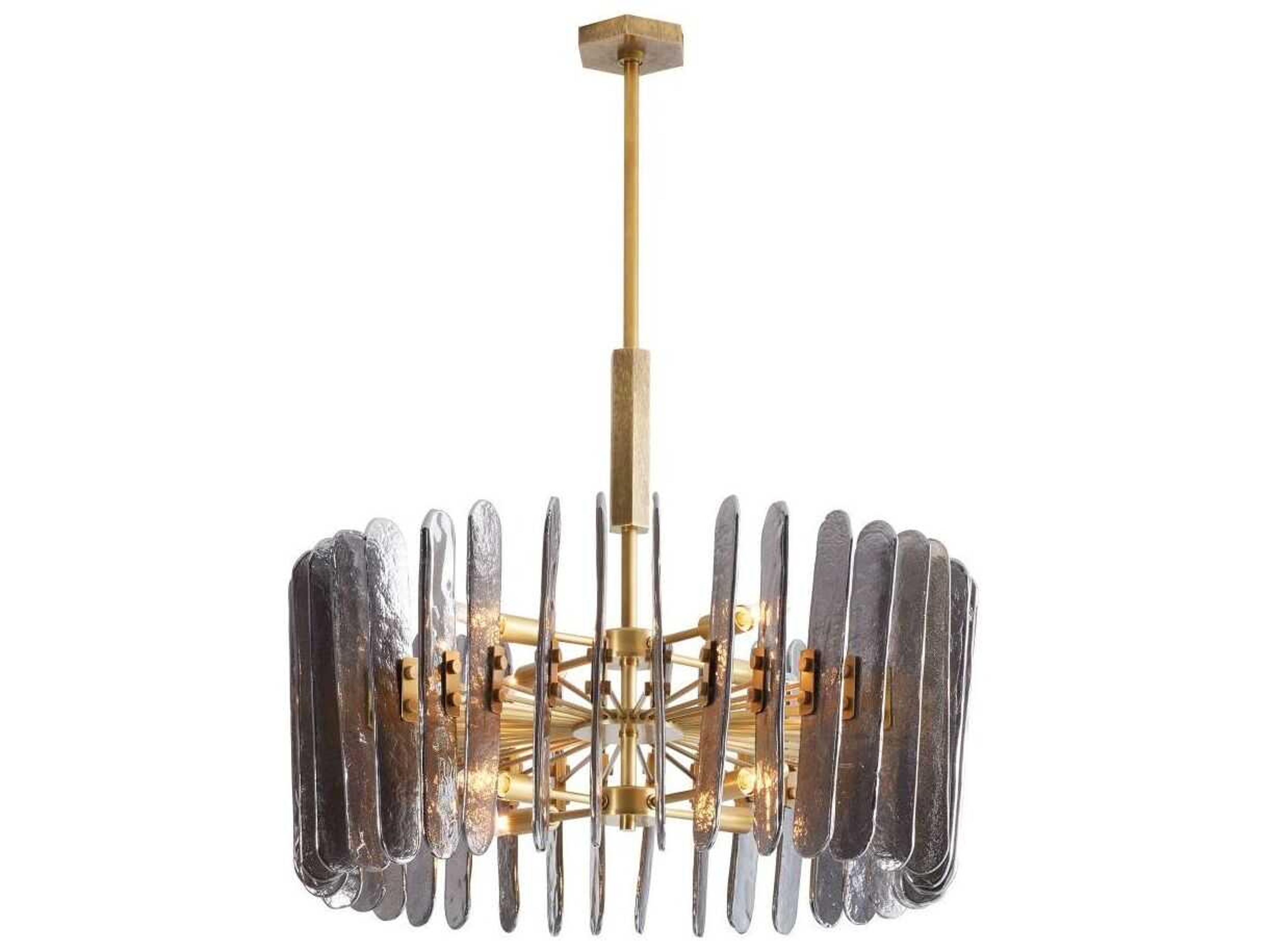 Arteriors Home Klaus 8-Light Antique Brass Gray Drum Pendant