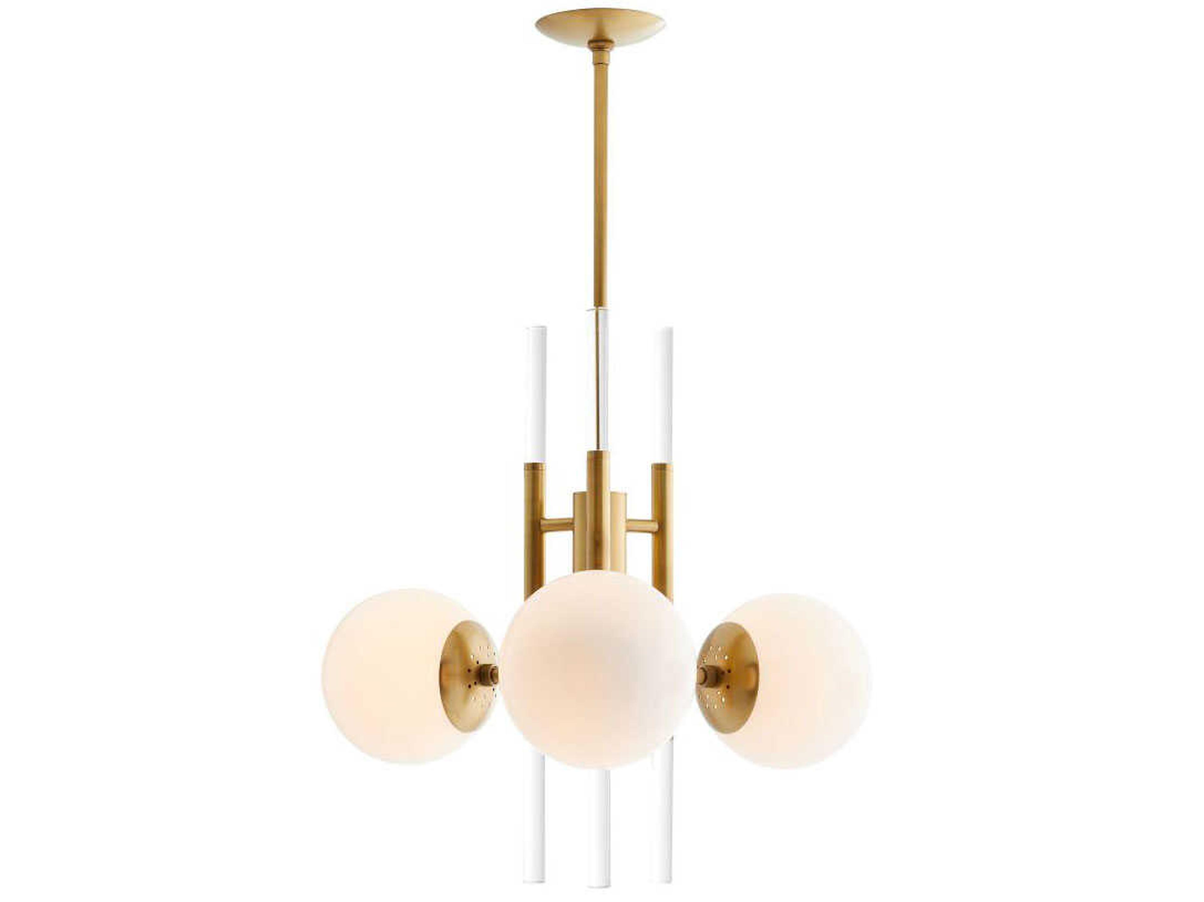 Oberon 3-Light Antique Brass Globe Chandelier