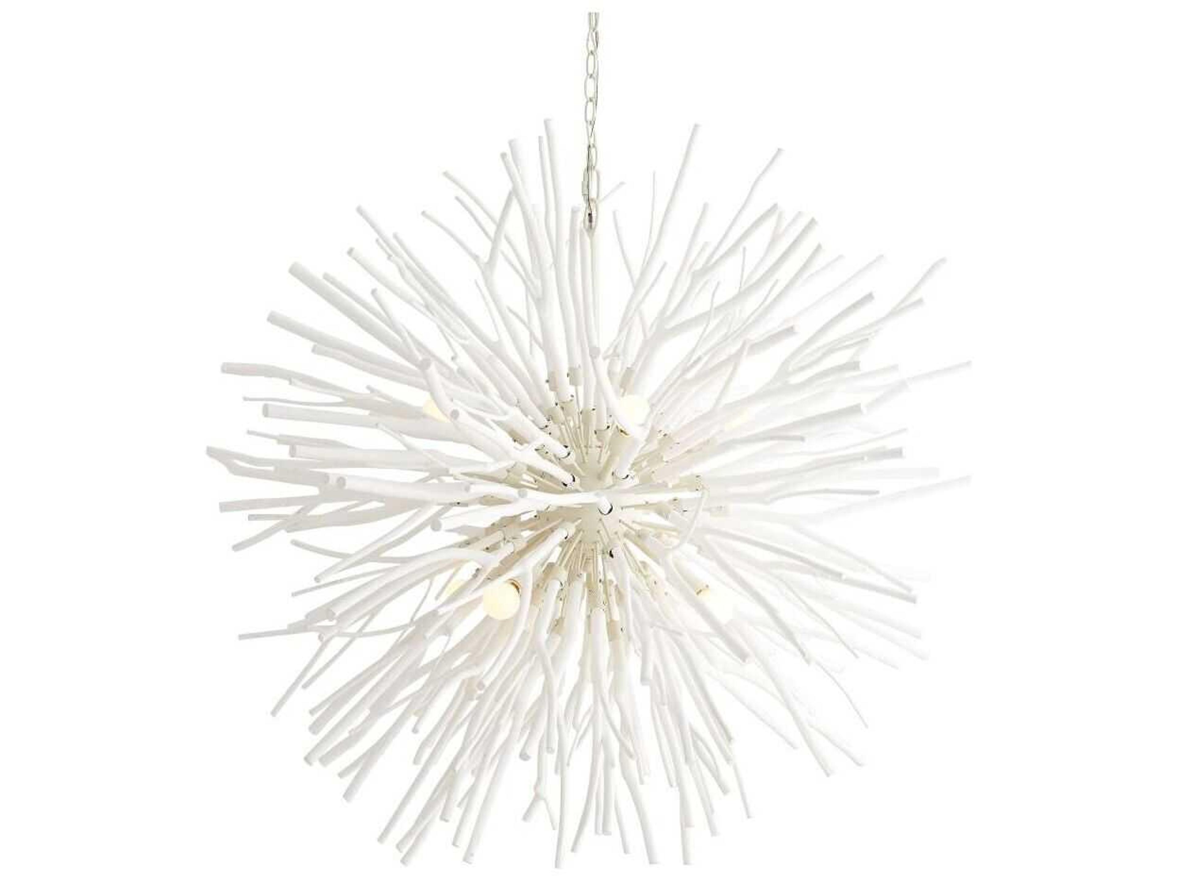 Arteriors Home Finch 8-Light Whitewash Stained Wood White Sputnik Pendant