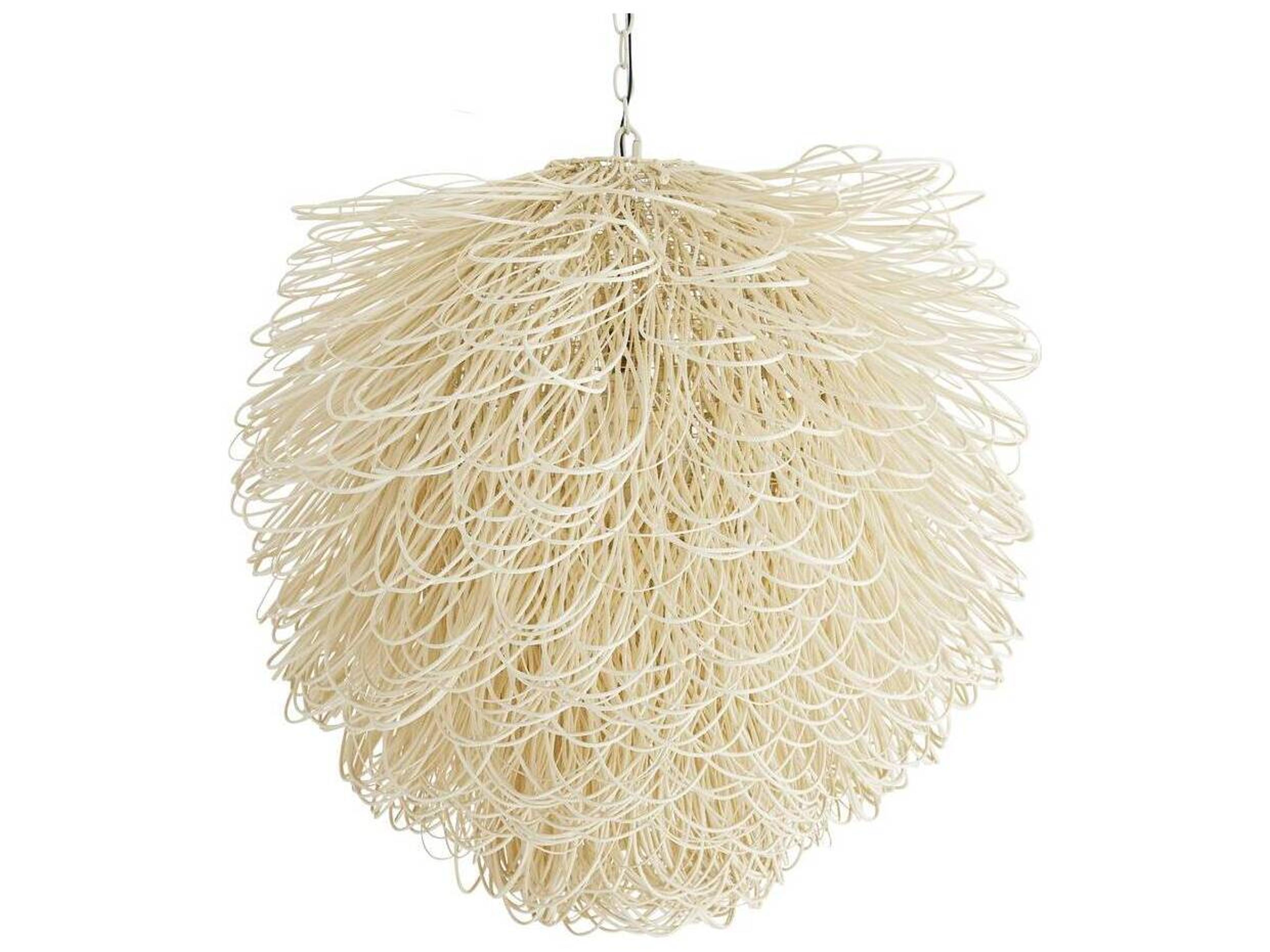 Arteriors Home Finley 1-Light Bleached Rattan White Pendant