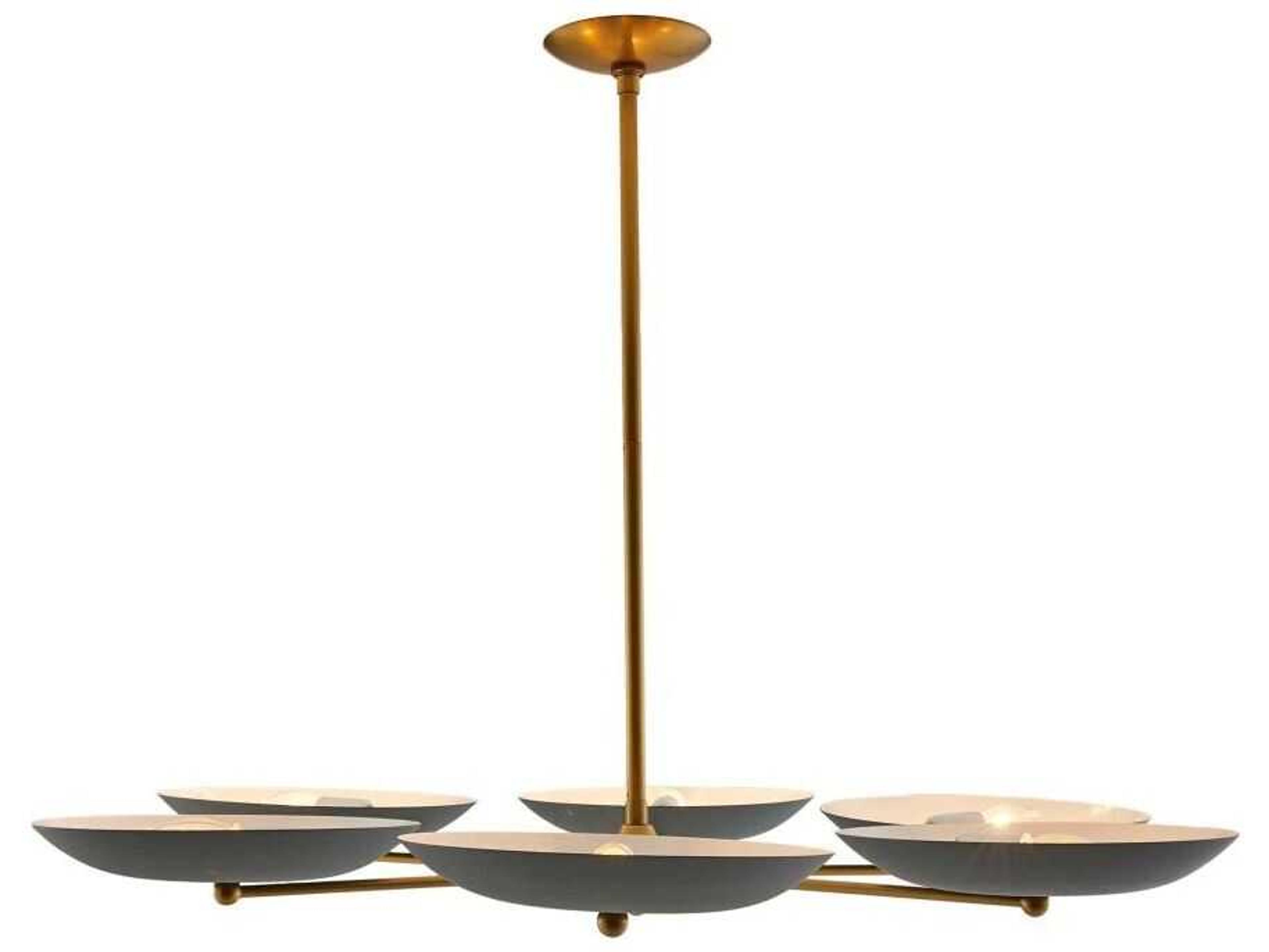 Arteriors Home Griffith 6-Light Cadet Blue Antique Brass Bowl Chandelier