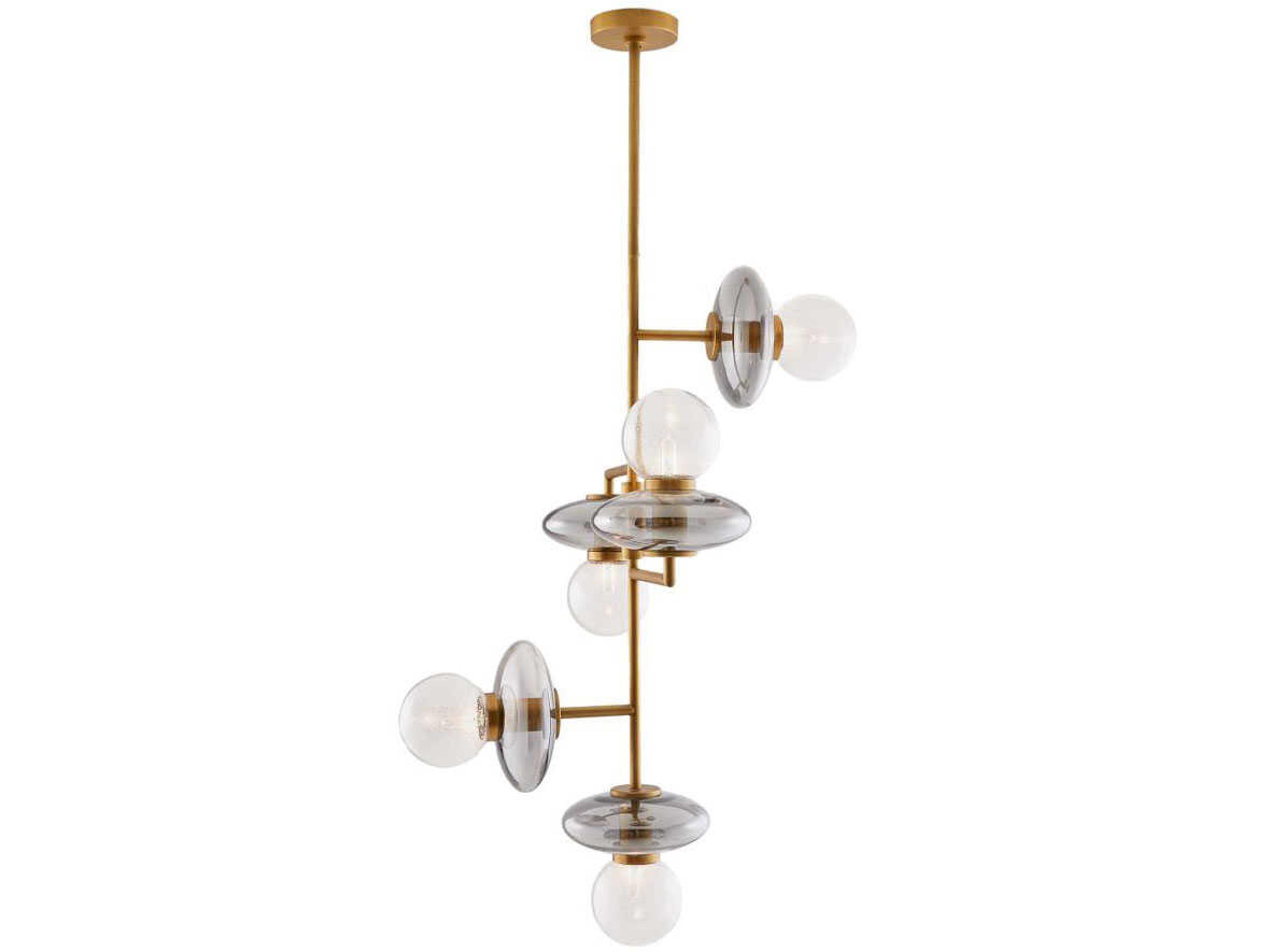 Arteriors Home Pimpri 5-Light Blue Smoke Glass Brass Chandelier