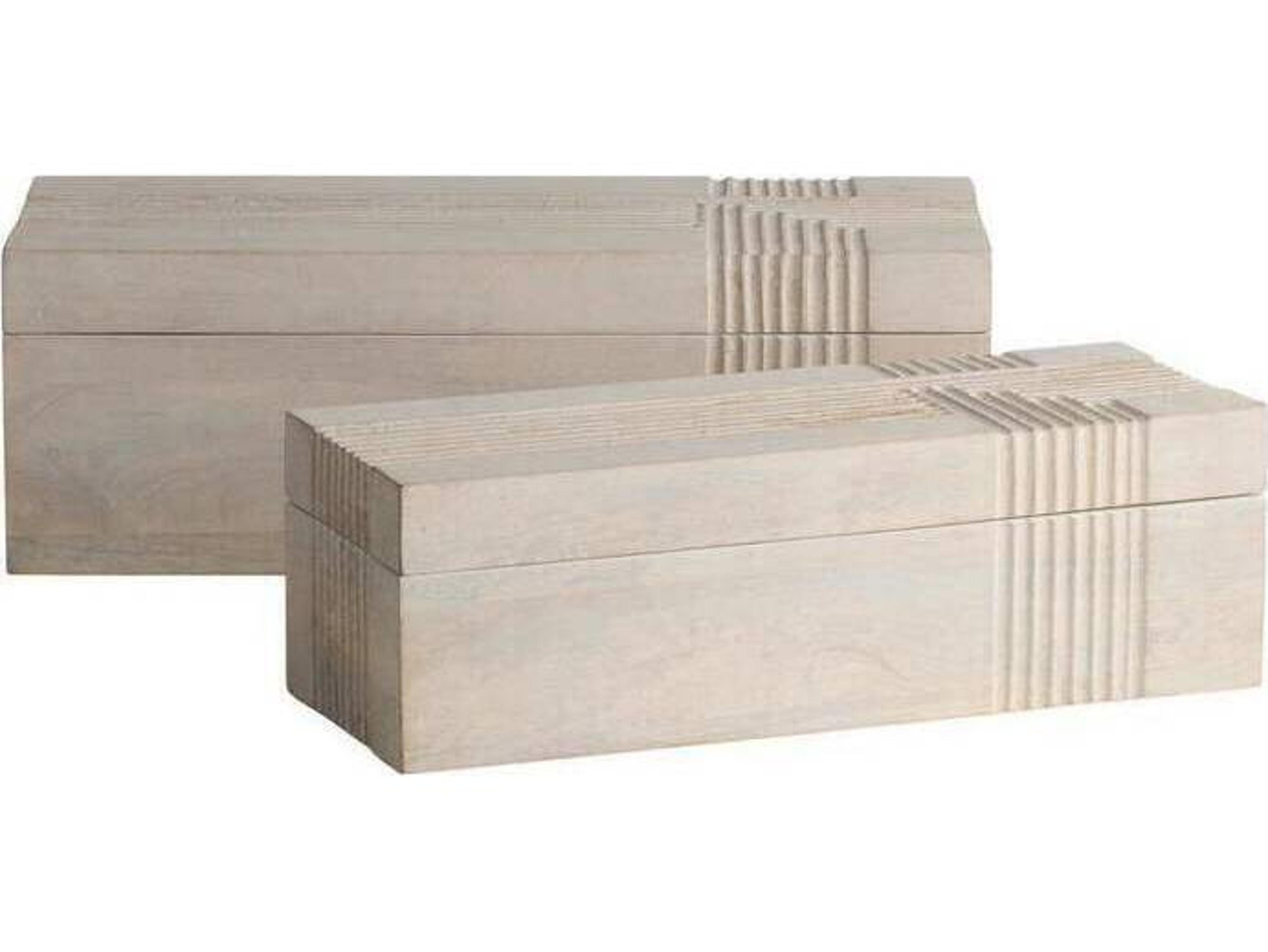 Arteriors Home Kamira Whitewash Boxes Set of 2