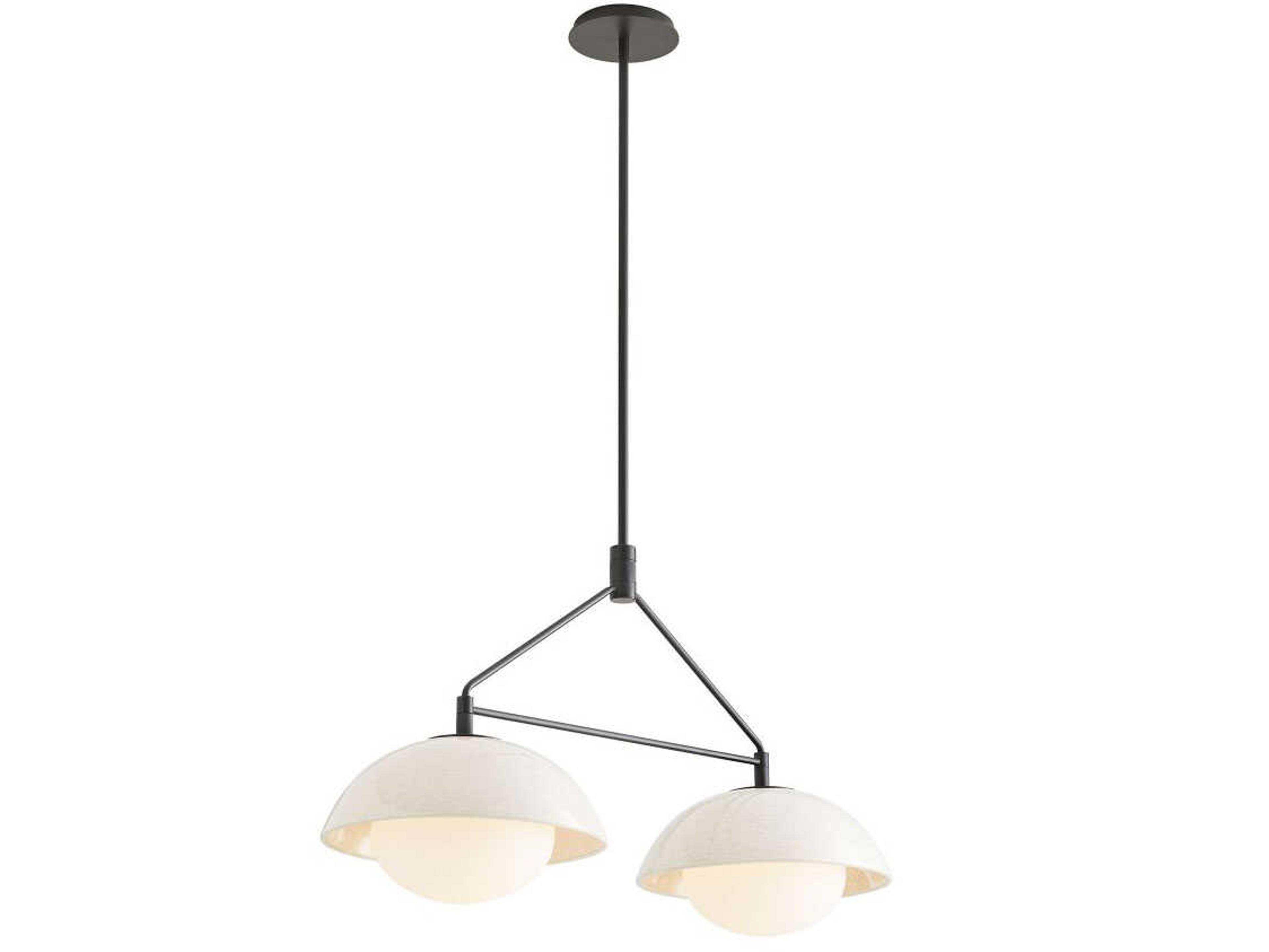 Arteriors Home Glaze 2-Light Blackened Steel Off White Dome Island Pendant