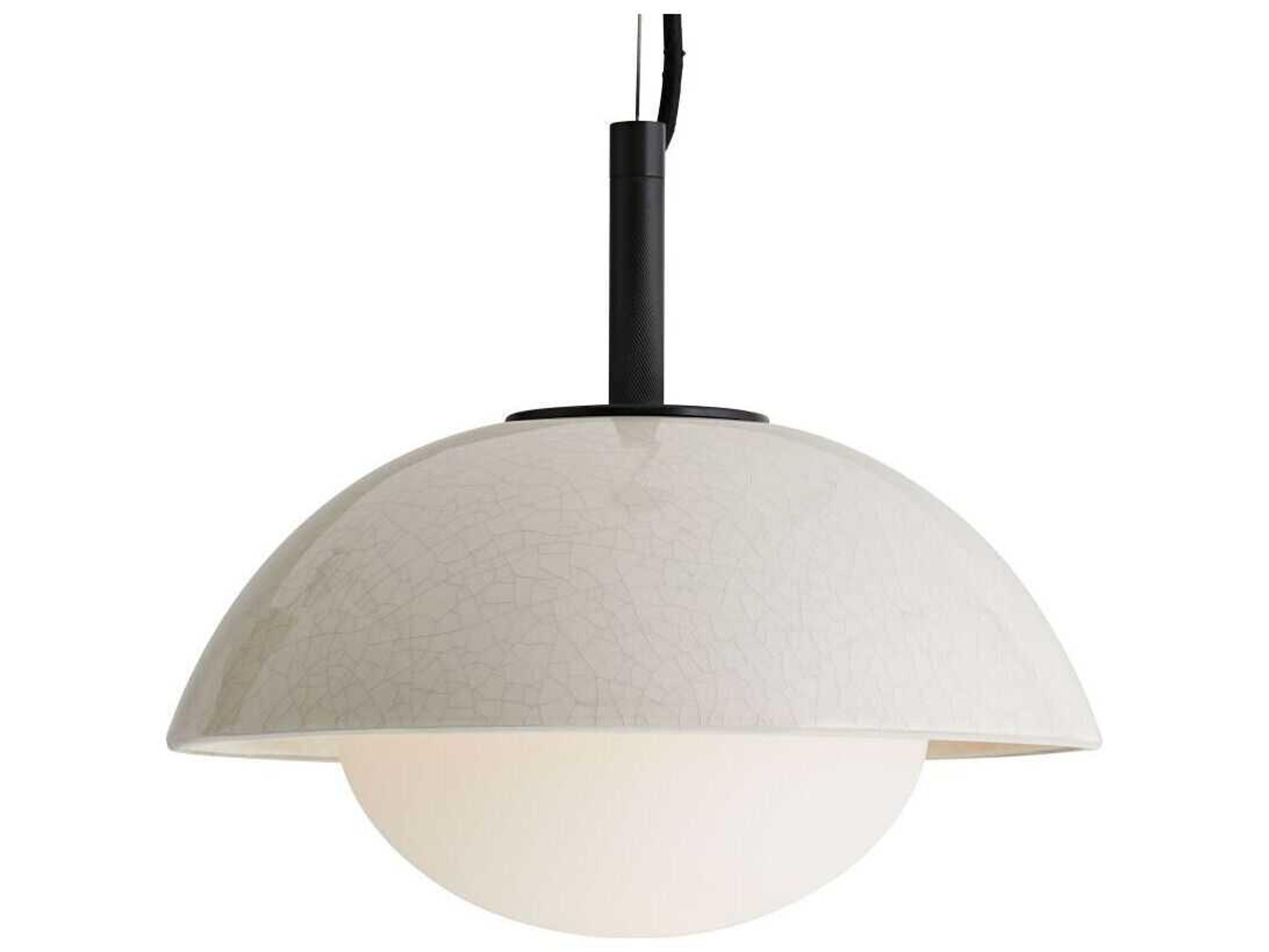 Arteriors Home Glaze 1-Light Blackened Steel Off White Dome Mini Pendant
