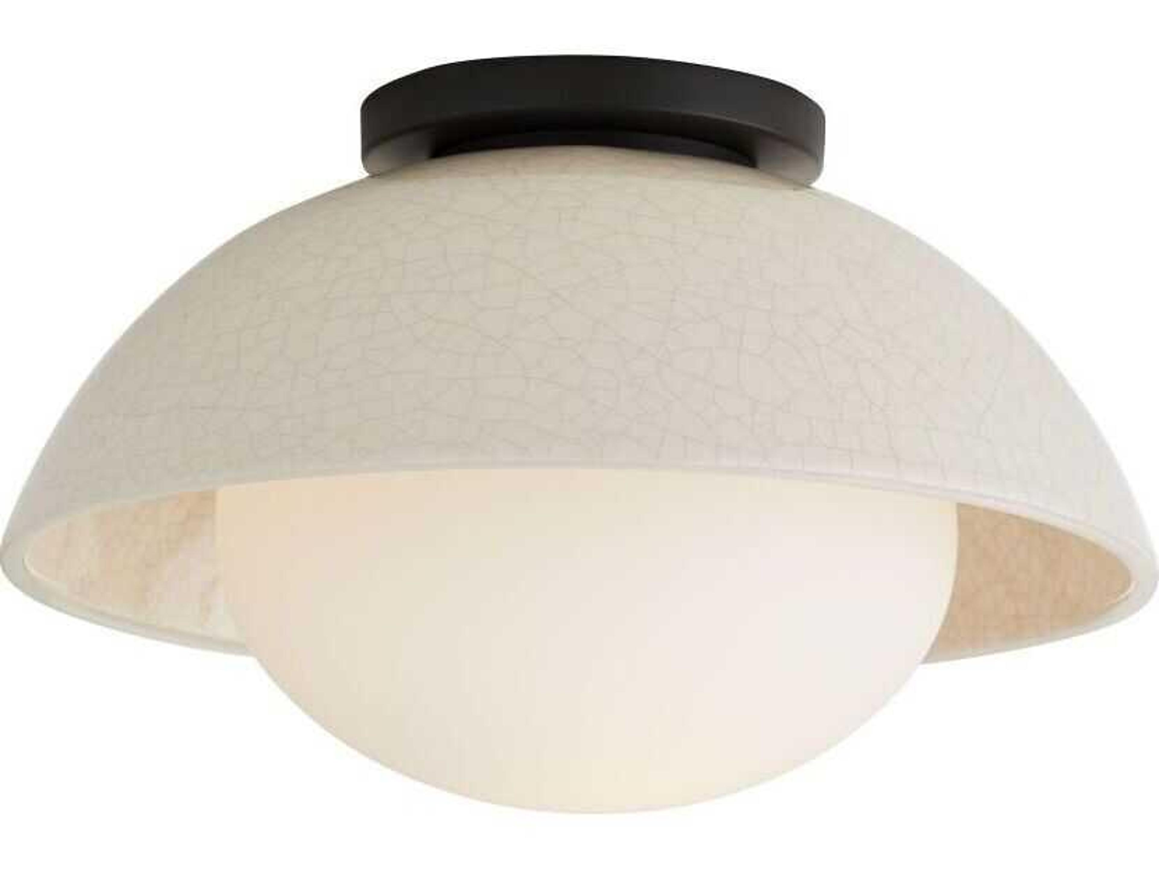 Arteriors Home Glaze 1-Light Blackened Steel Off White Dome Flush Mount
