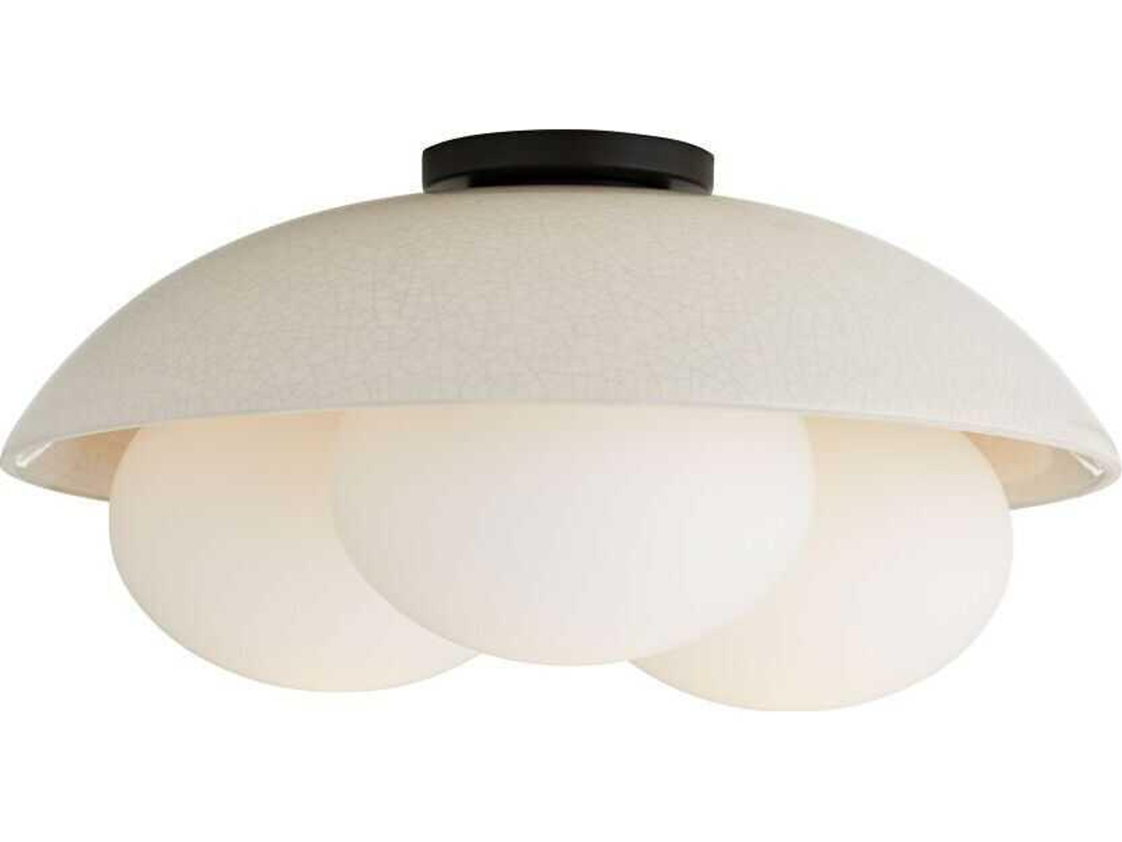 Arteriors Home Glaze 3-Light Blackened Steel Off White Dome Flush Mount