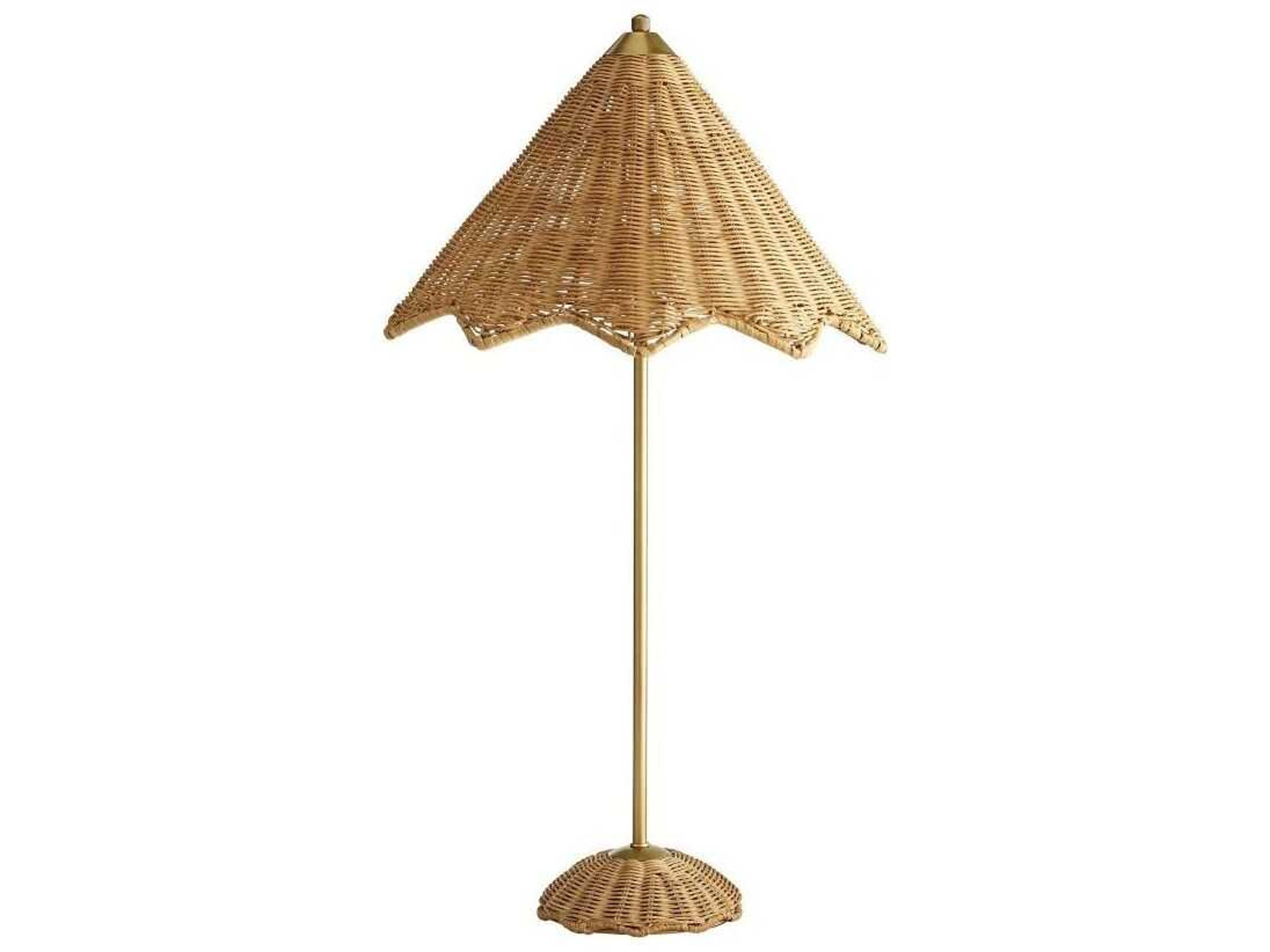 Arteriors Home Parasol Natural Rattan Antique Brass Buffet Lamp
