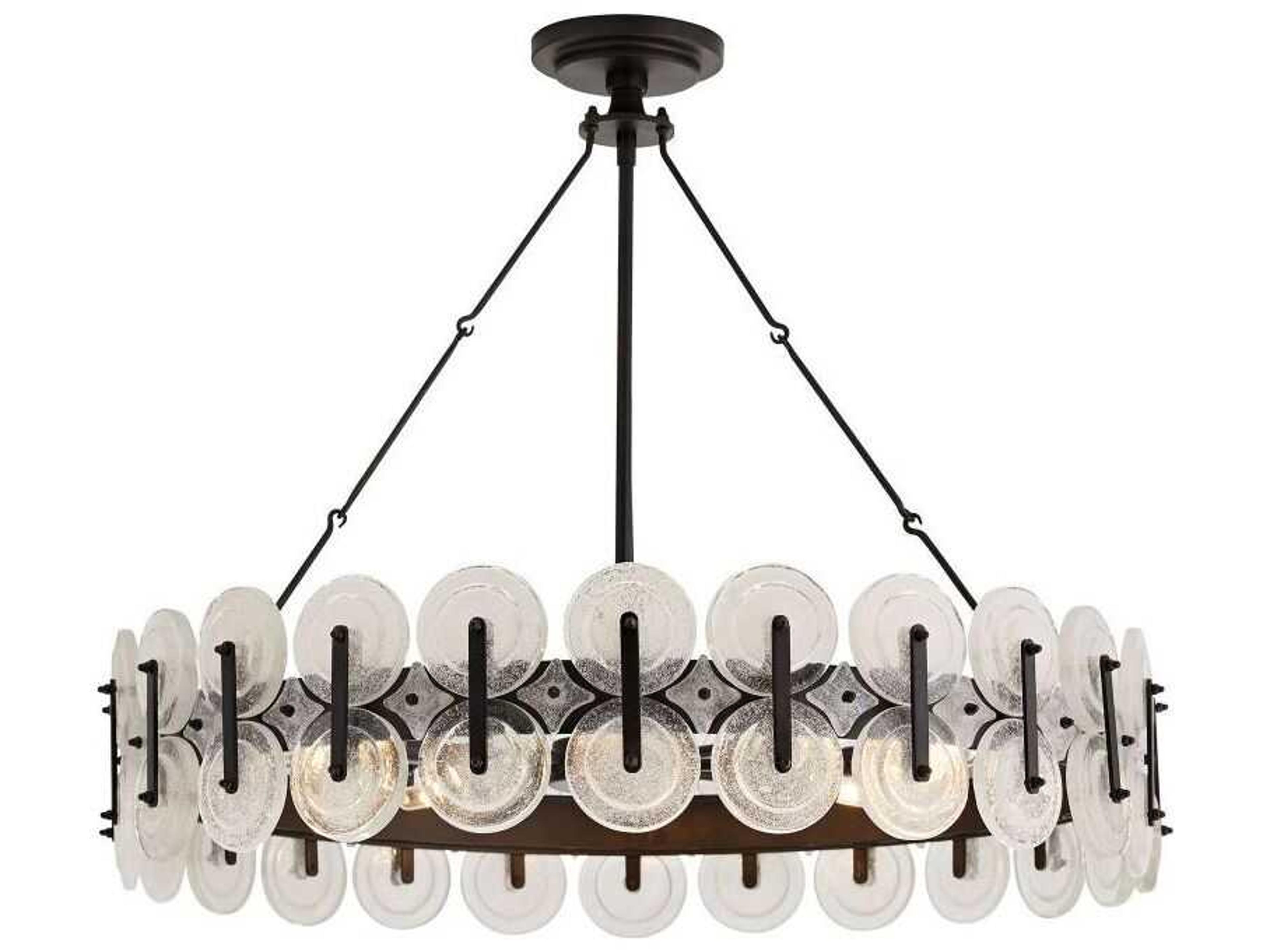 Arteriors Home Rondelle 8-Light Blackened Iron Round Pendant