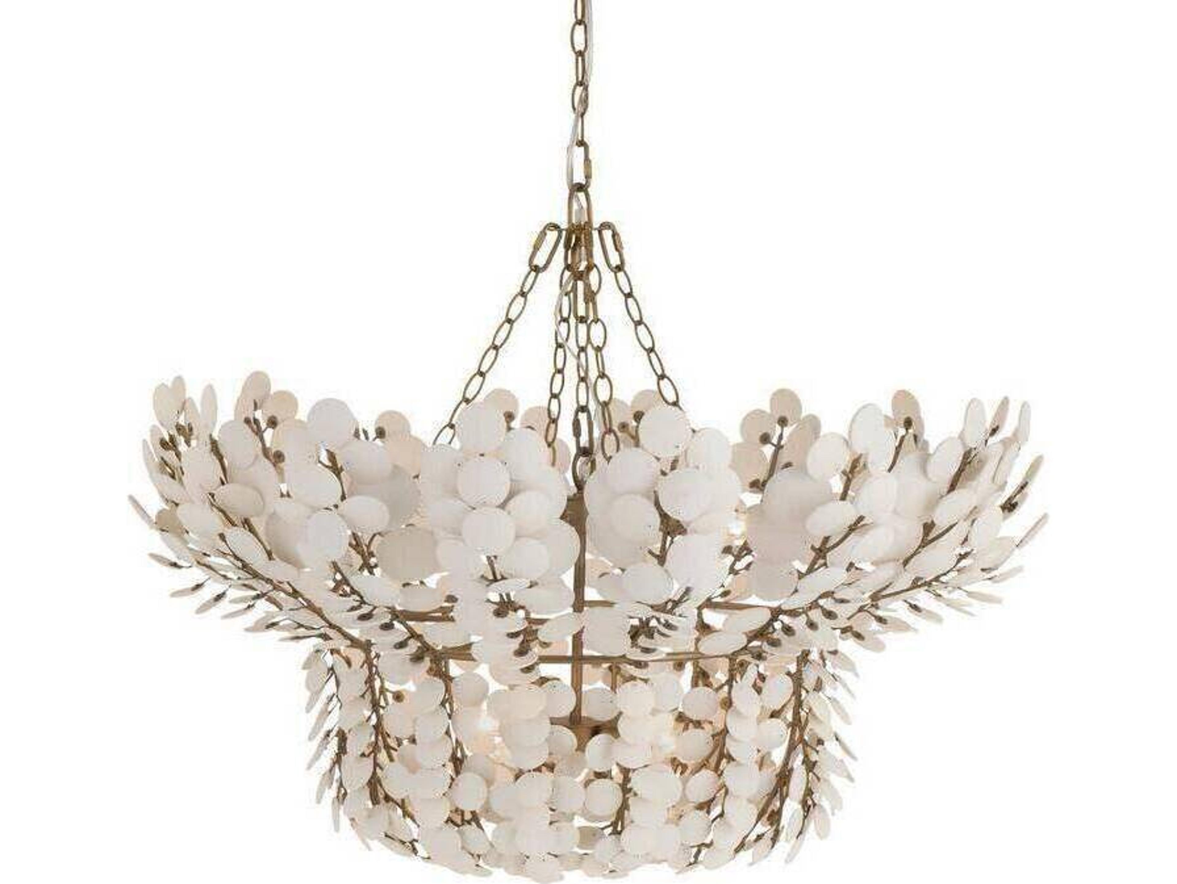 Arteriors Home Bilal 8-Light Ivory Antique Brass White Gold Chandelier