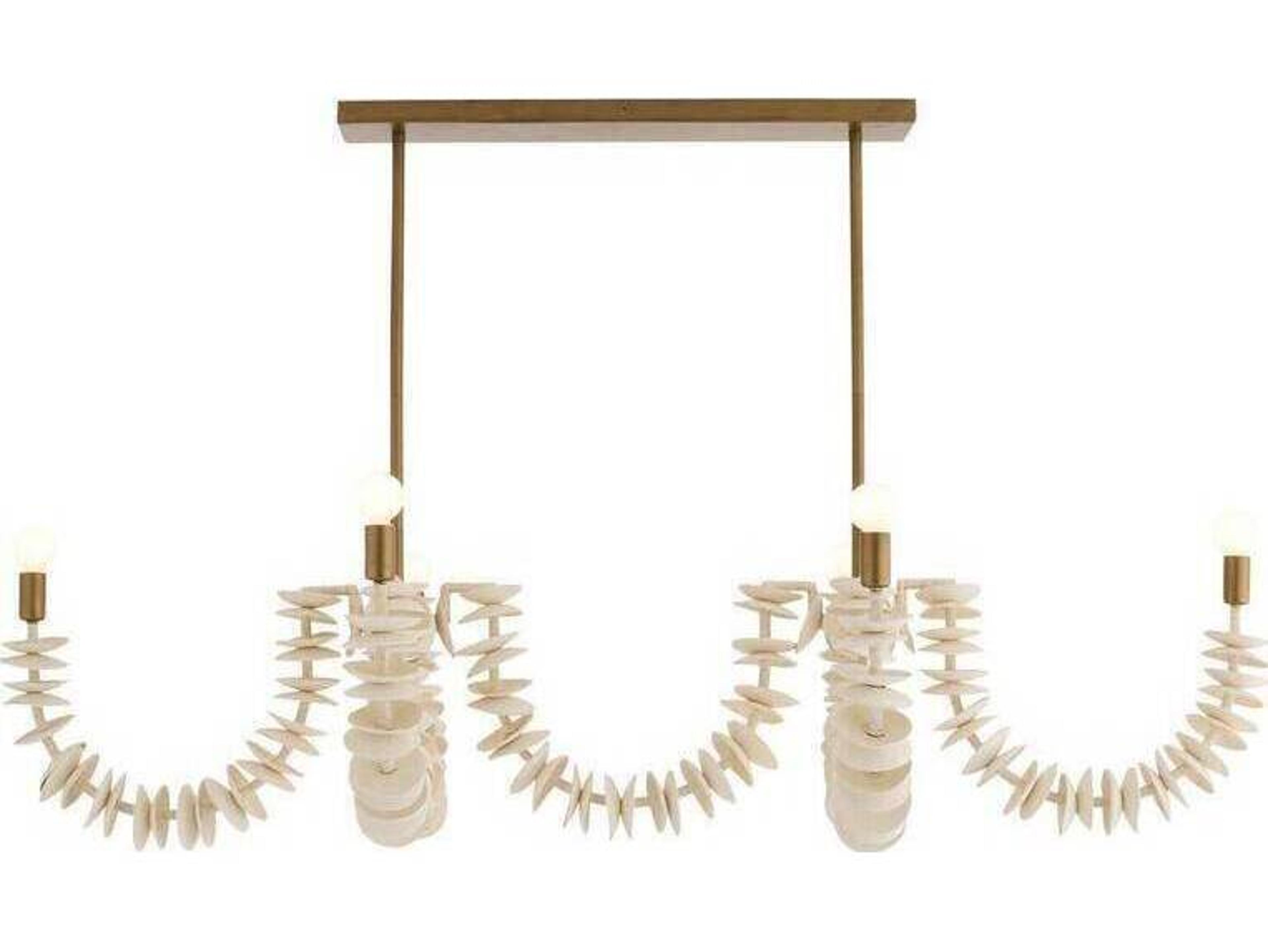 Arteriors Home Kalama Arteriors Home 8-Light Ivory Antique Brass White Gold Island Pendant