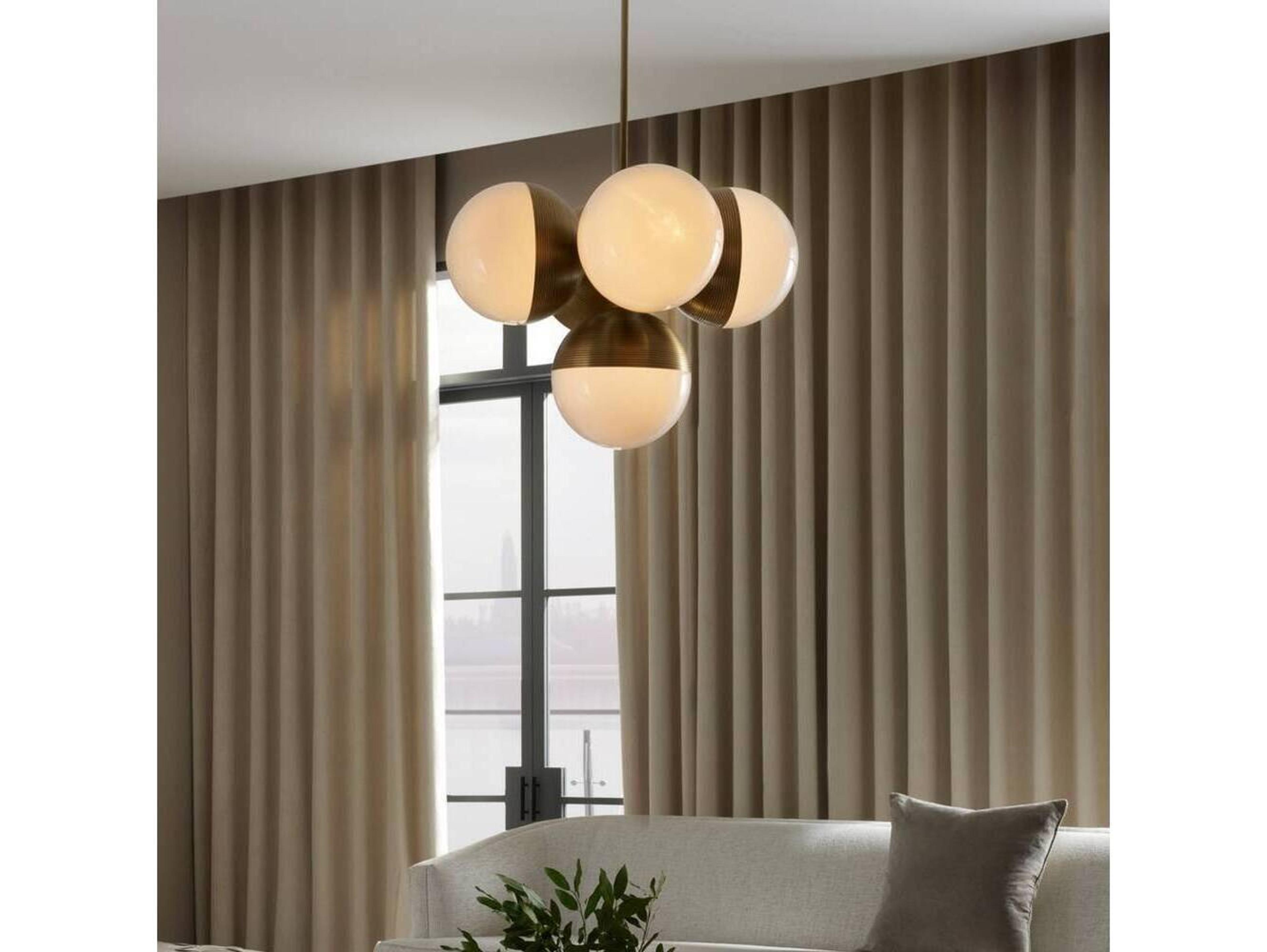 Arteriors Home Baptiste 5-Light Antique Brass Opal Globe Pendant