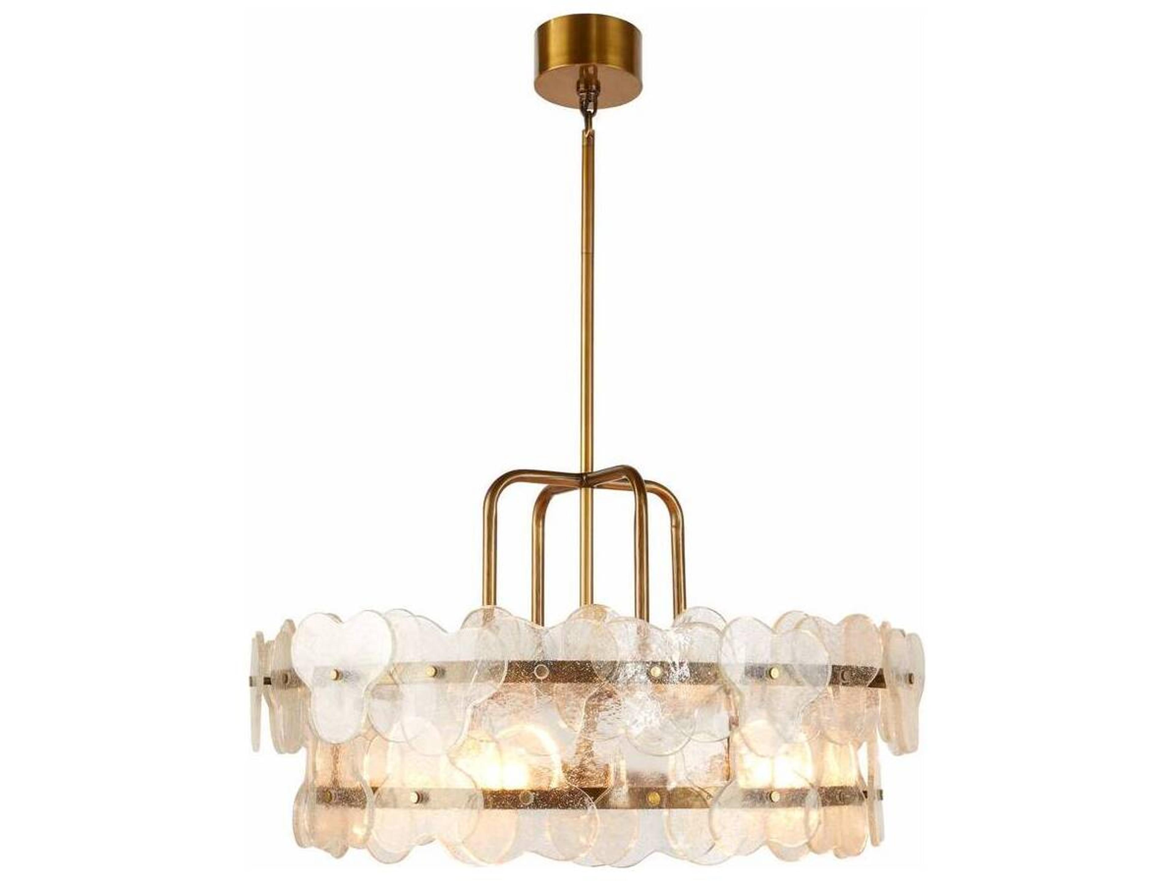Arteriors Home Cascade 3-Light Clear Antique Brass Drum Tiered Chandelier