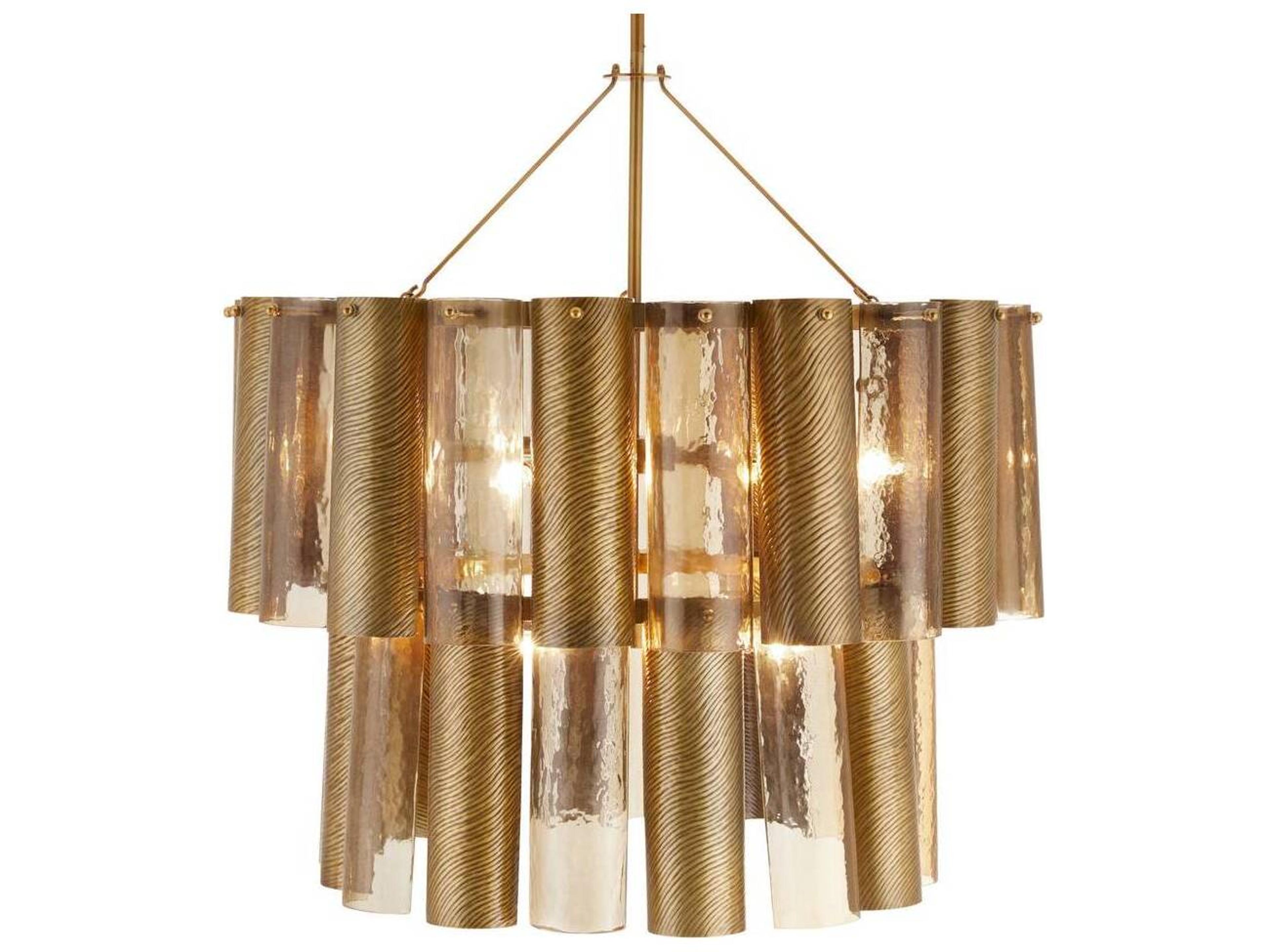 Faramond 10-Light Vintage Brass Smoke Tiered Chandelier