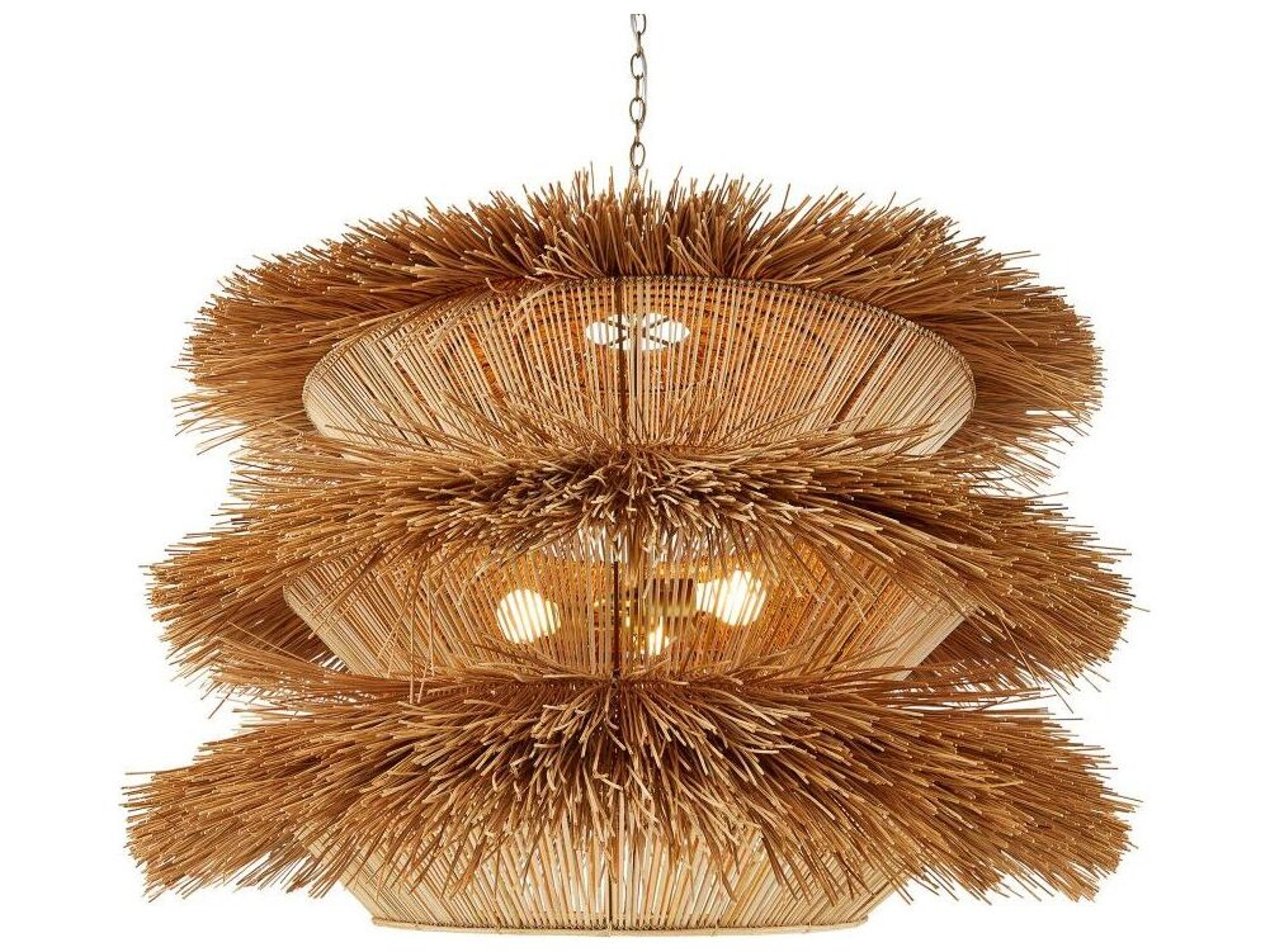 Arteriors Home Ansari 3-Light Natural Antique Brass Brown Tiered Chandelier