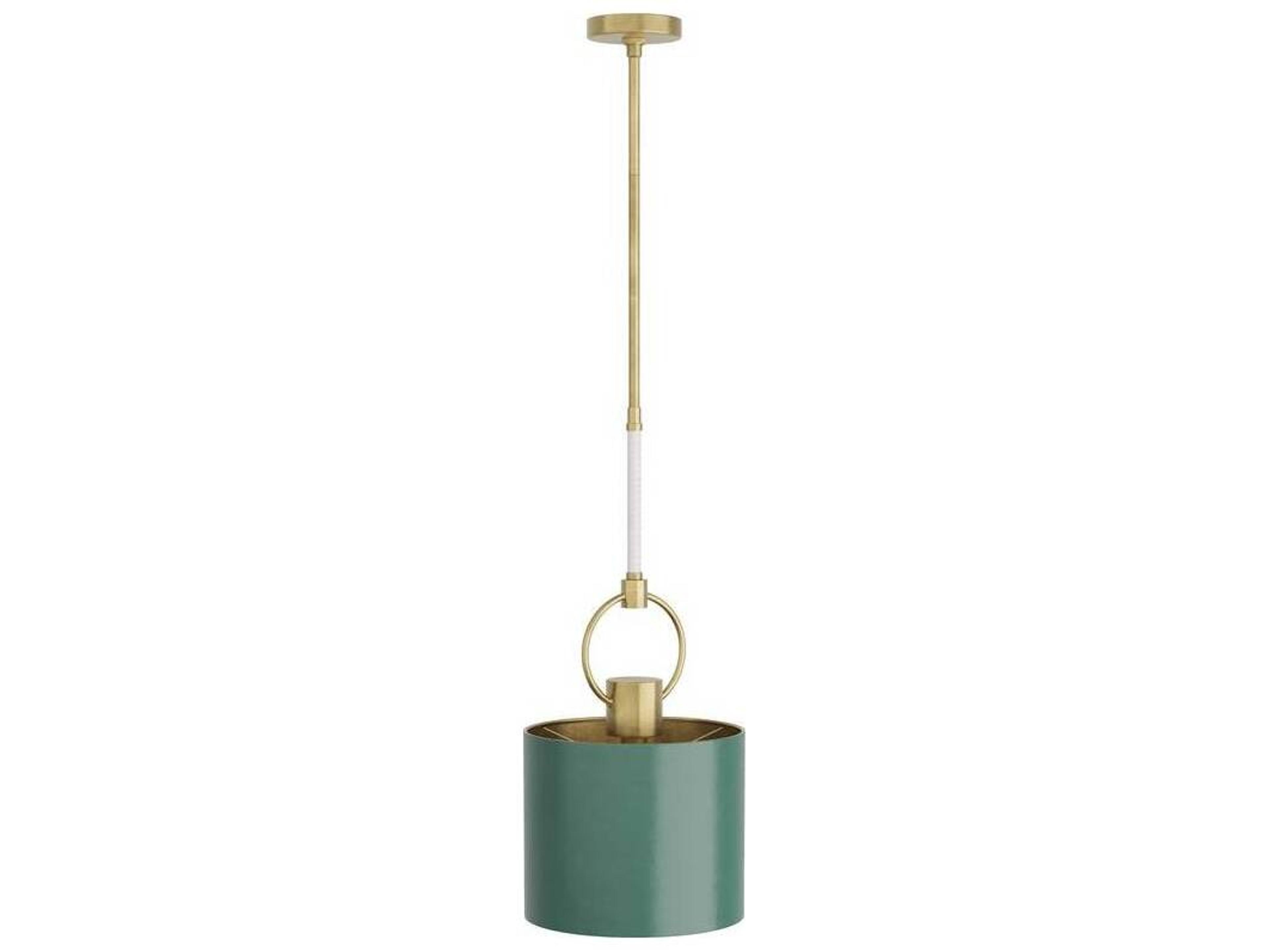 Arteriors Home Tarlow 1-Light Pine Antique Brass Green Drum Mini Pendant