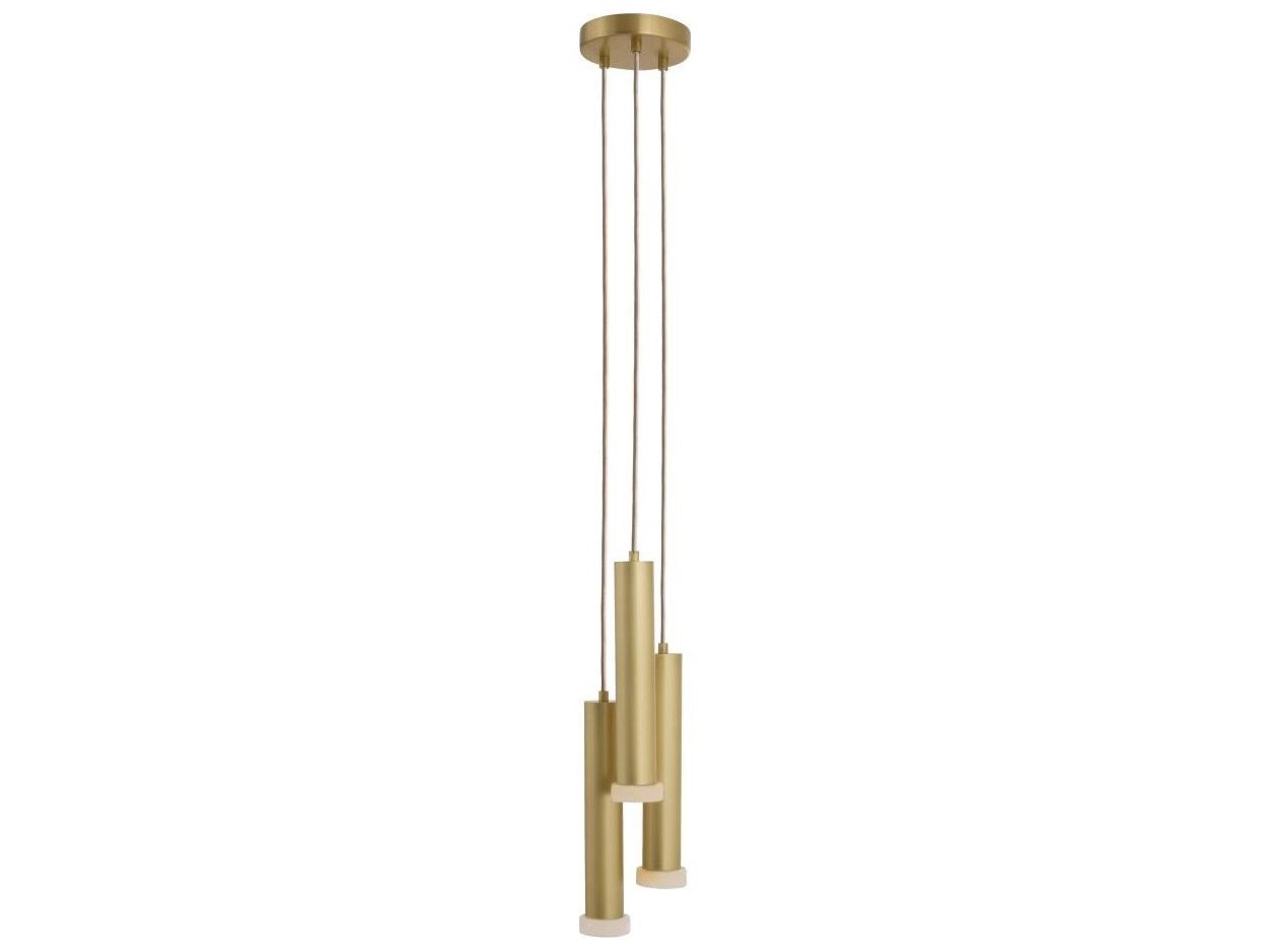 Arteriors Home Aleena 3-Light Antique Brass White Cylinder Mini Pendant