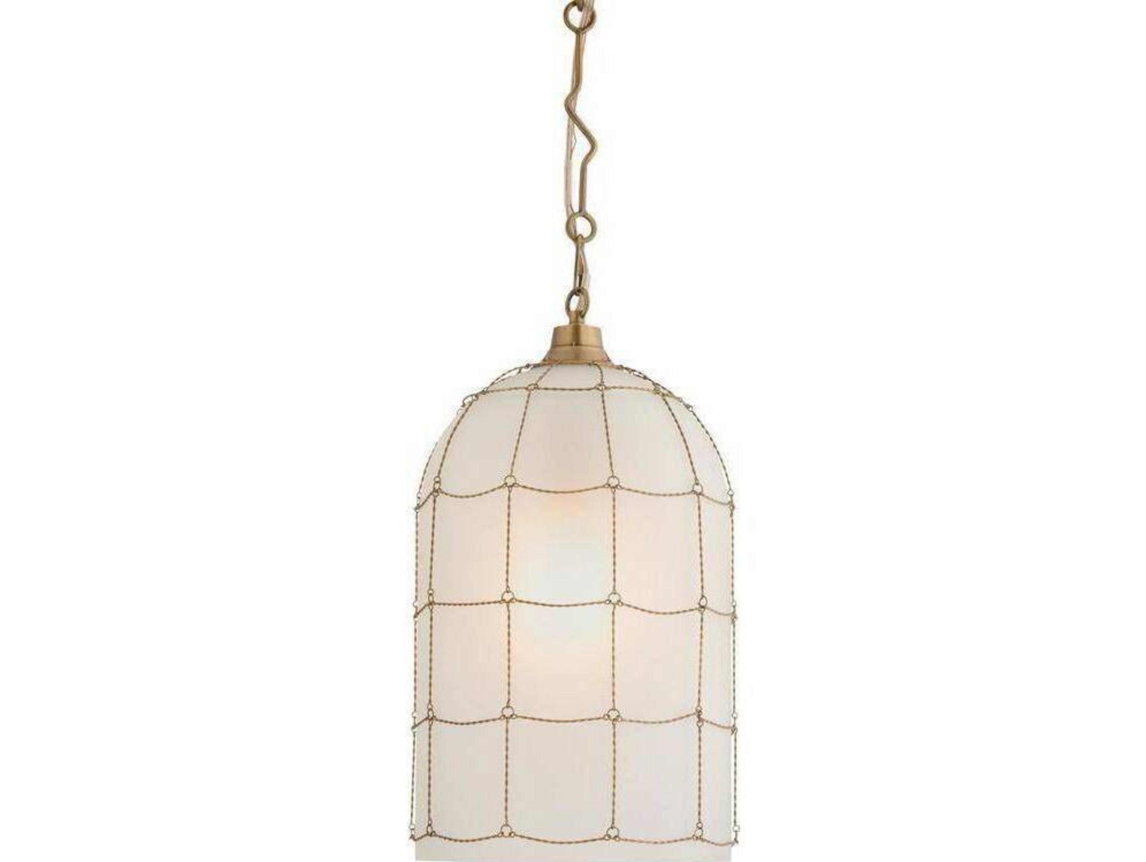 Arteriors Home Jordan Arteriors Home 1-Light Frosted Antique Brass White Gold Bell Mini Pendant
