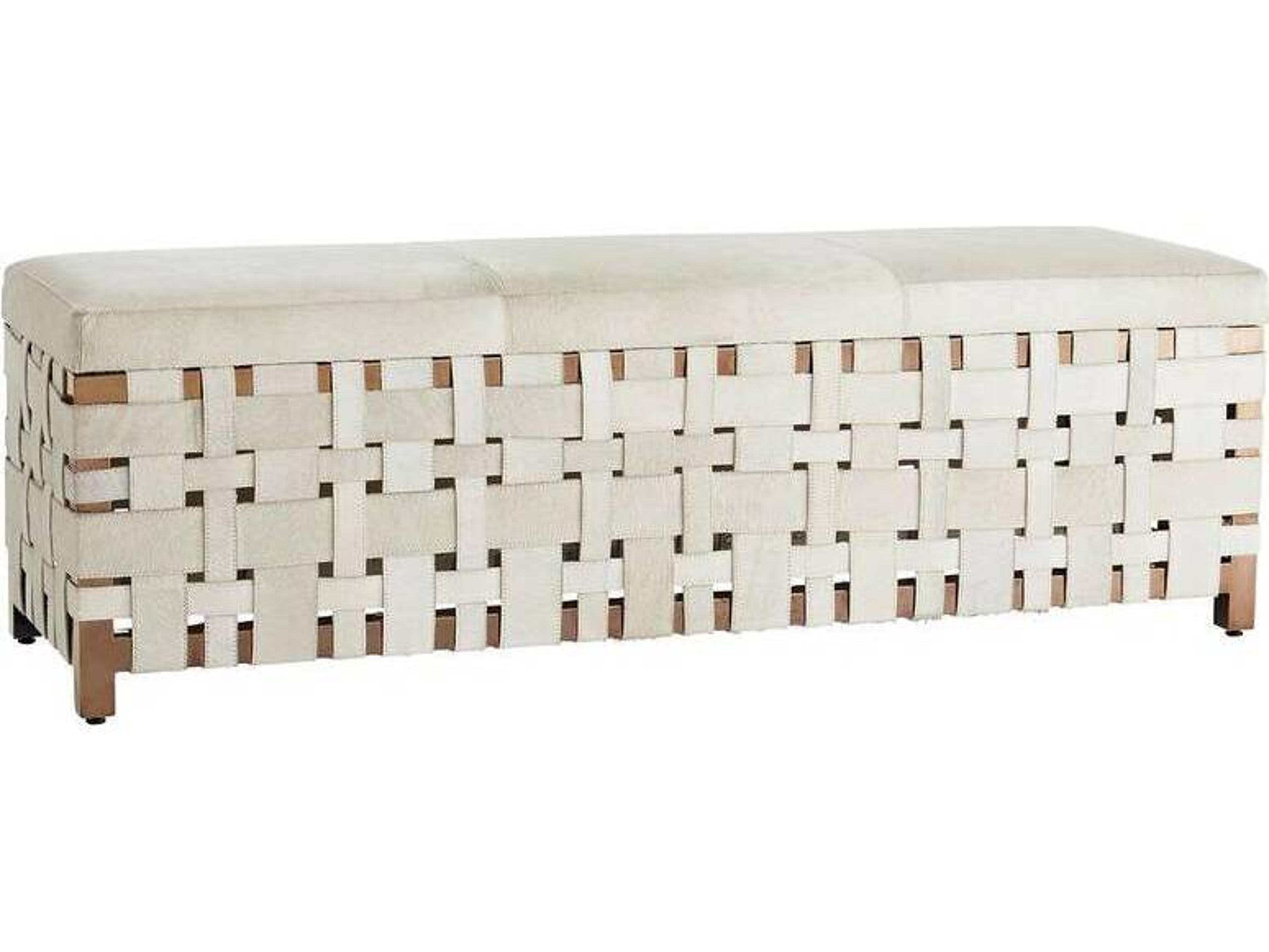 Arteriors Home Elis White Rose Gold Leather Accent Bench