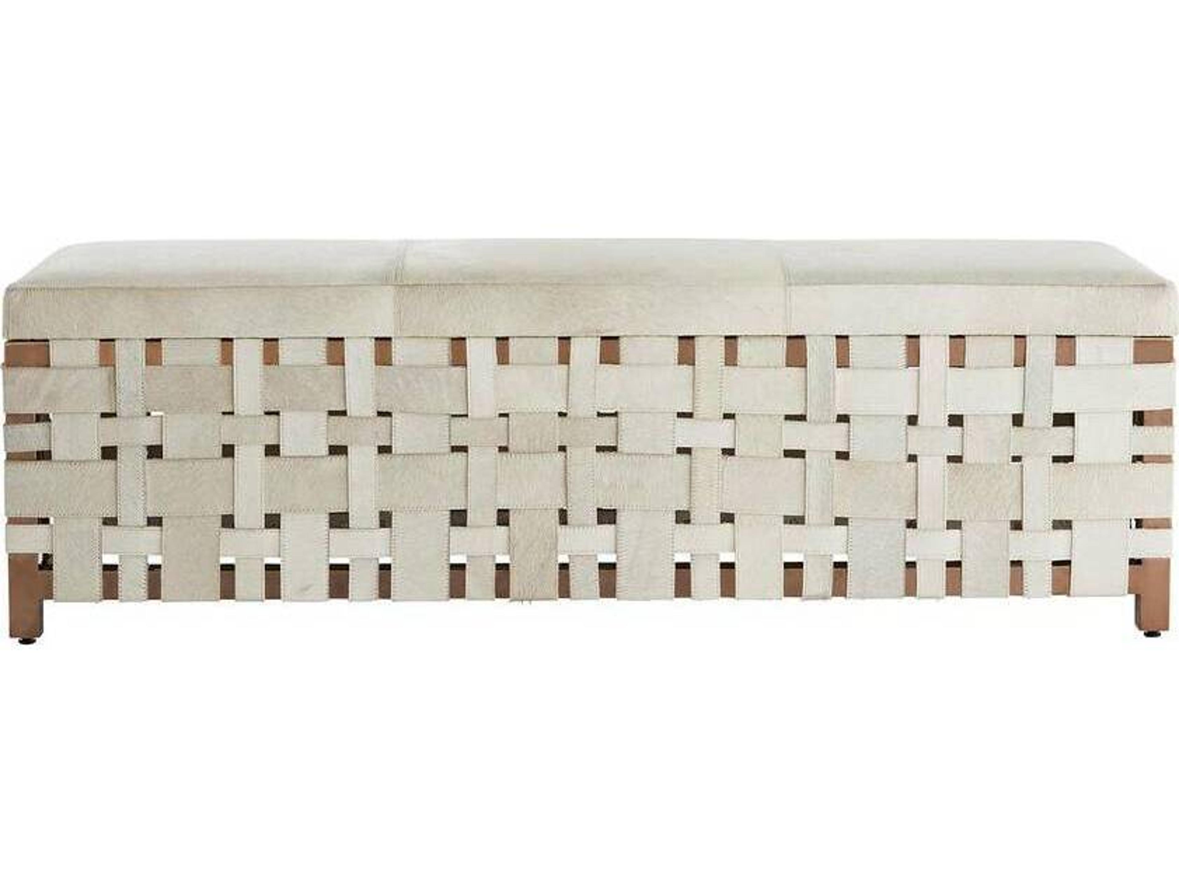 Arteriors Home Elis White Rose Gold Leather Accent Bench