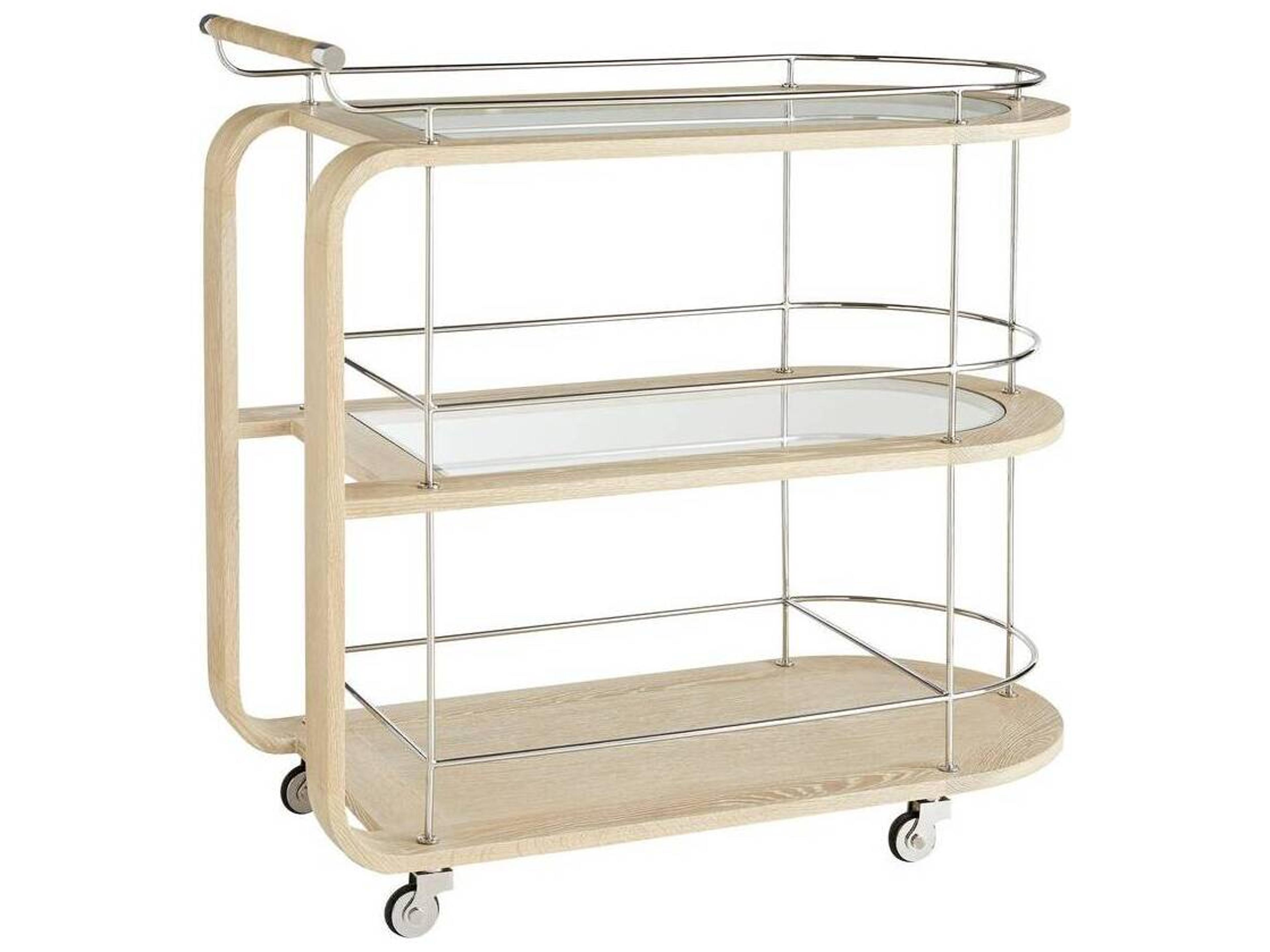 Arteriors Home Brays Glass Beige White Wash Bar Cart