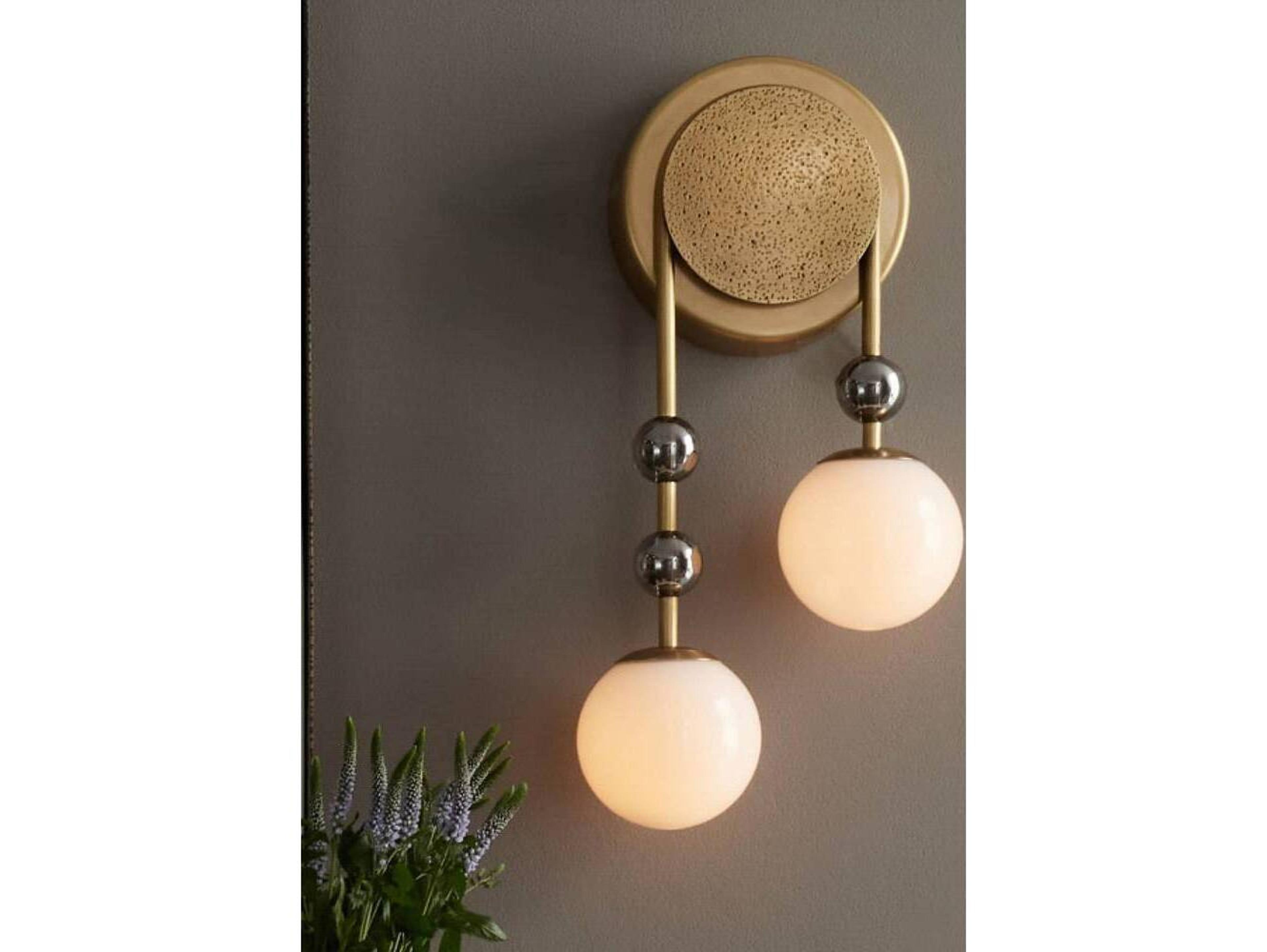 Arteriors Home Beverly 2-Light Antique Brass Opal Wall Sconce