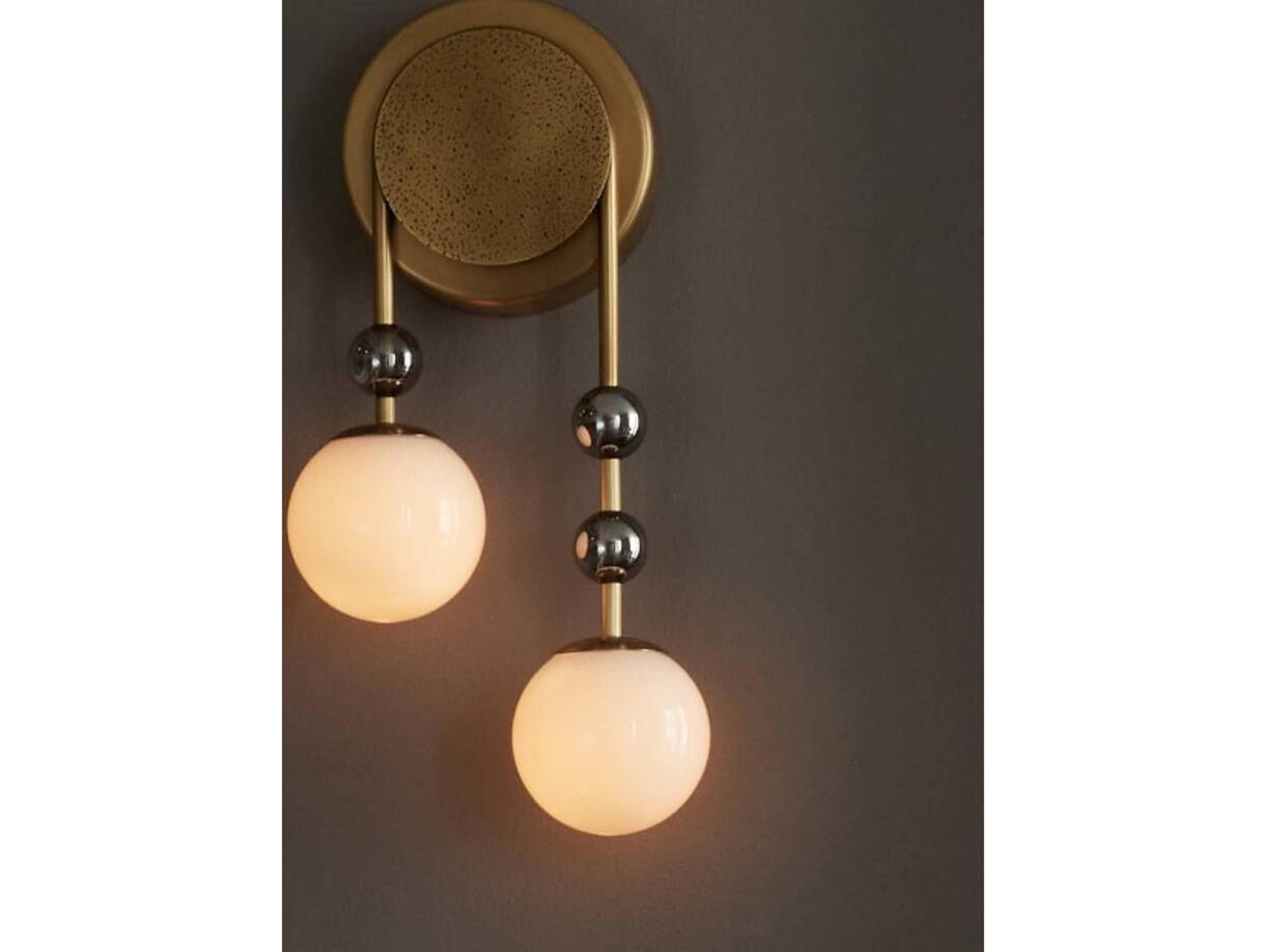 Arteriors Home Beverly 2-Light Antique Brass Opal White Wall Sconce