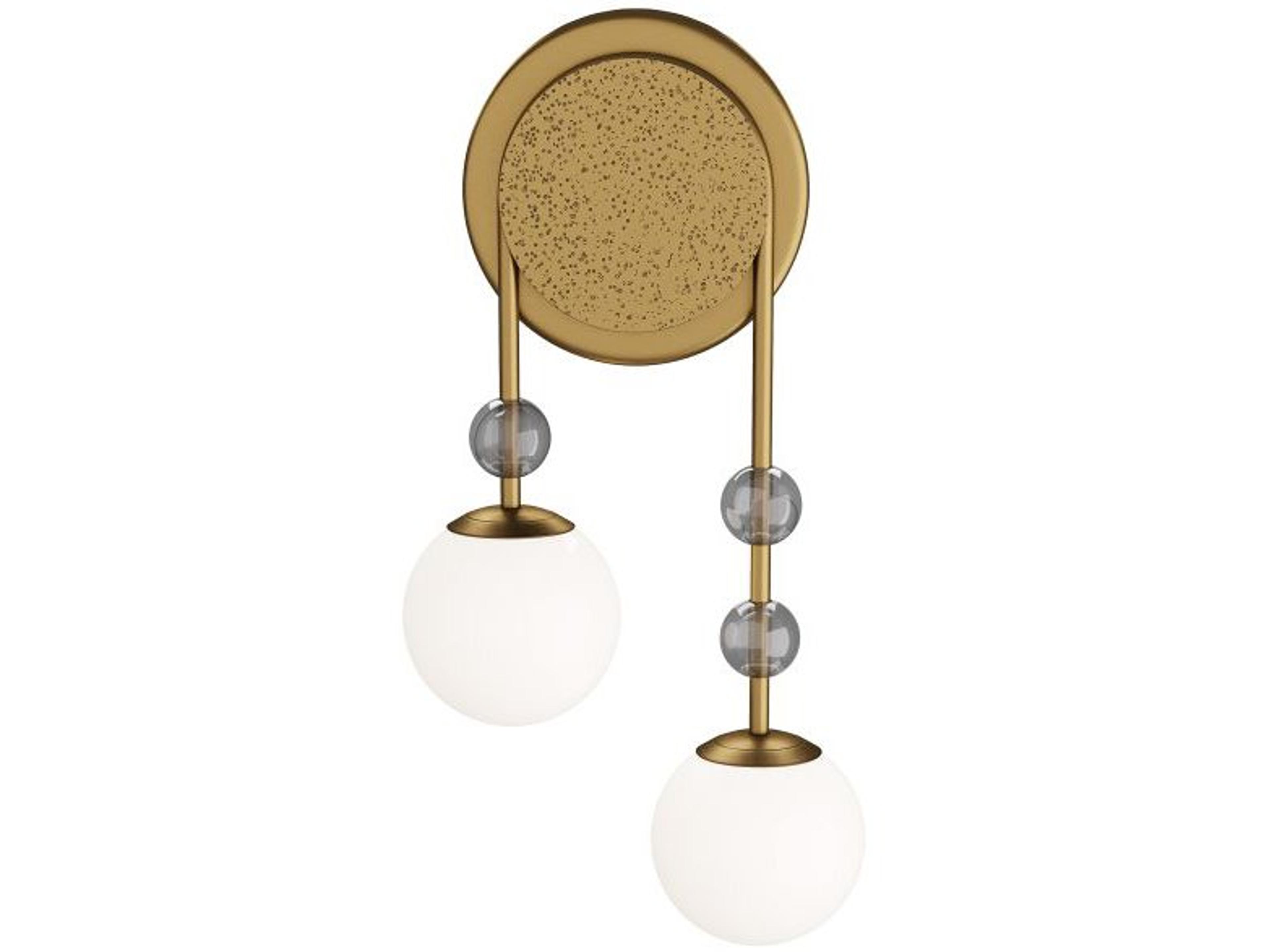 Arteriors Home Beverly 2-Light Antique Brass Opal White Wall Sconce
