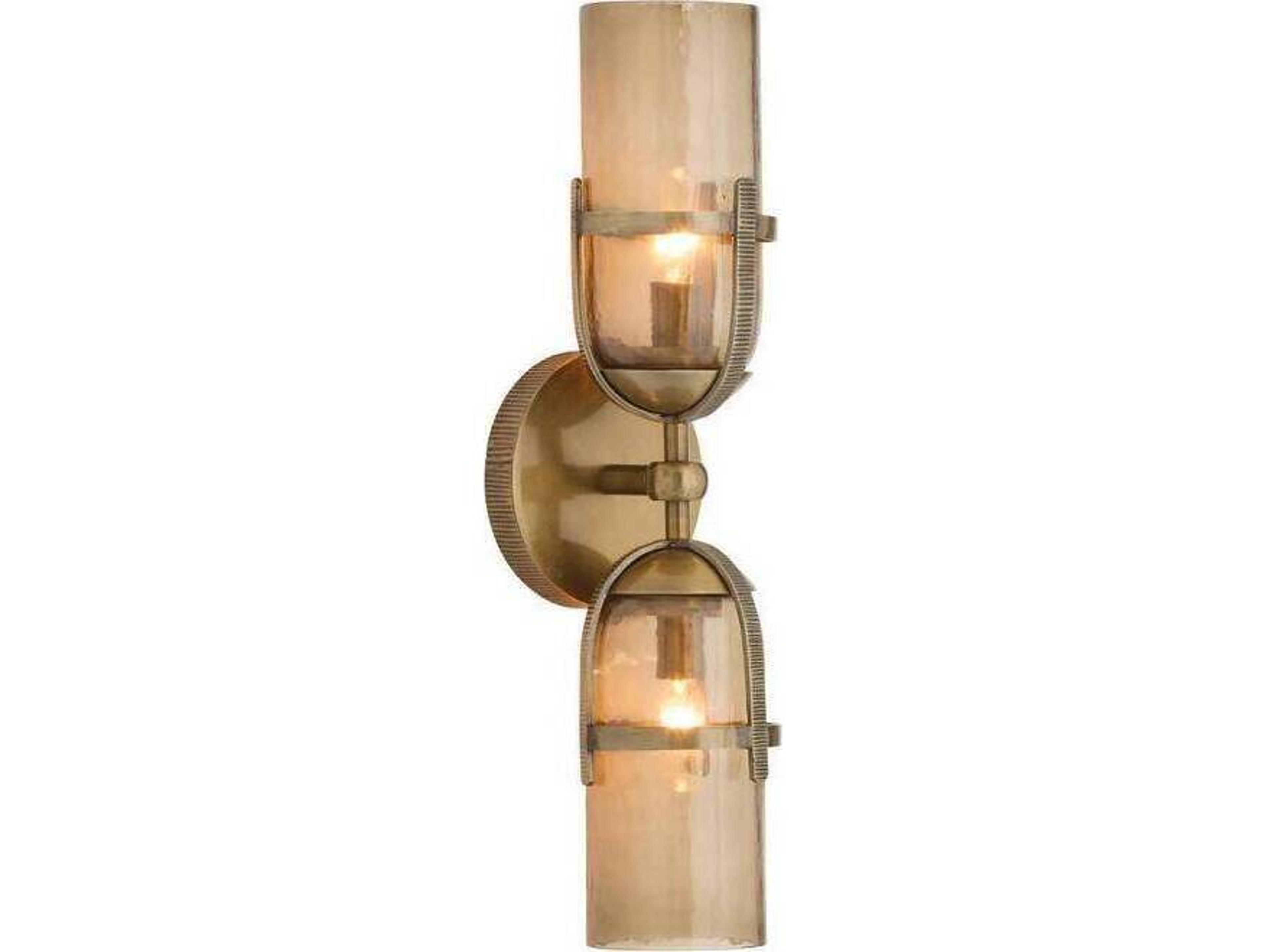 Jacobson  2-Light Smoke Antique Brass Gray Gold Wall Sconce