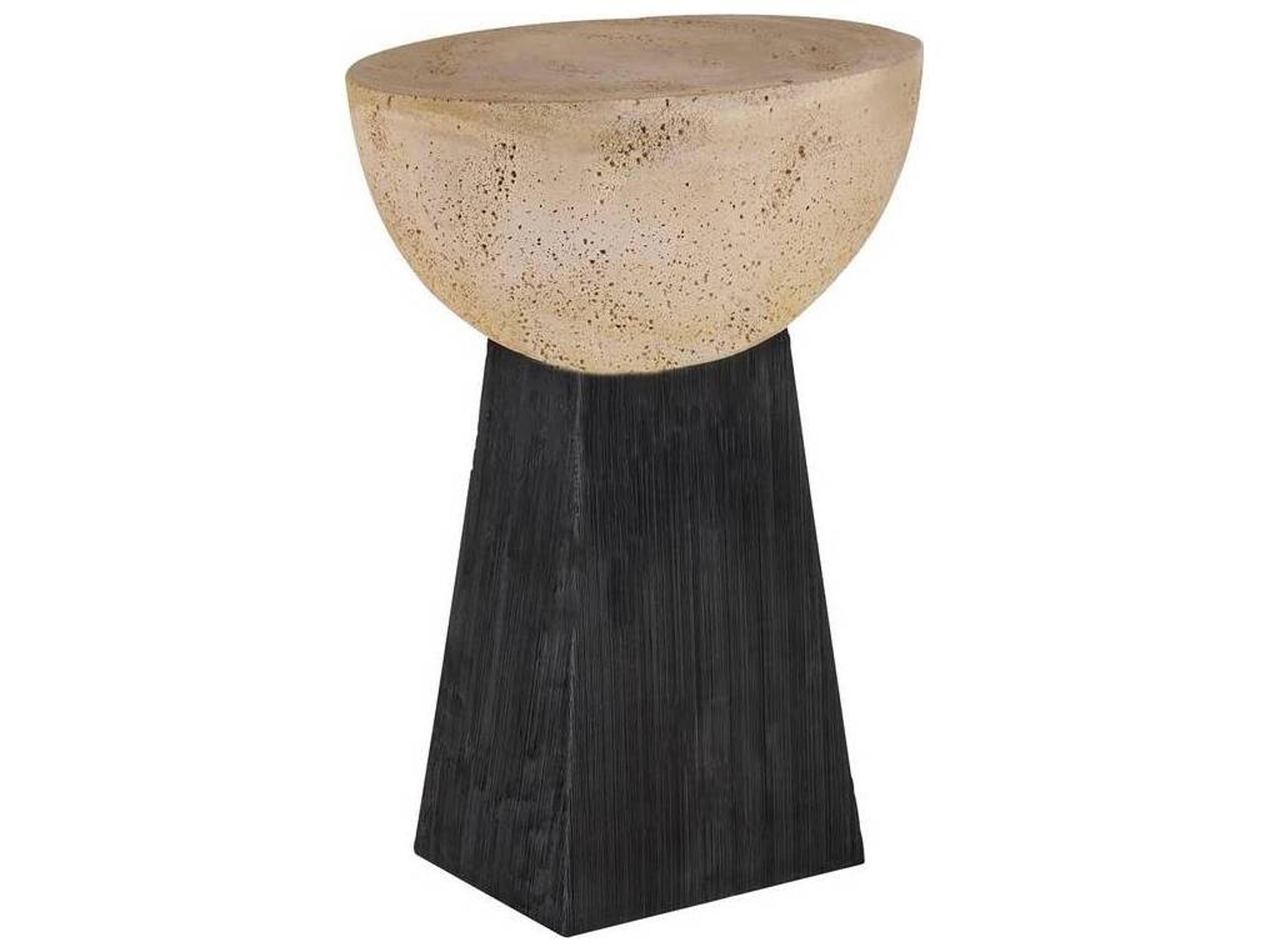 Arteriors Home Round Concrete Chai Travertine Black Dorian End Table