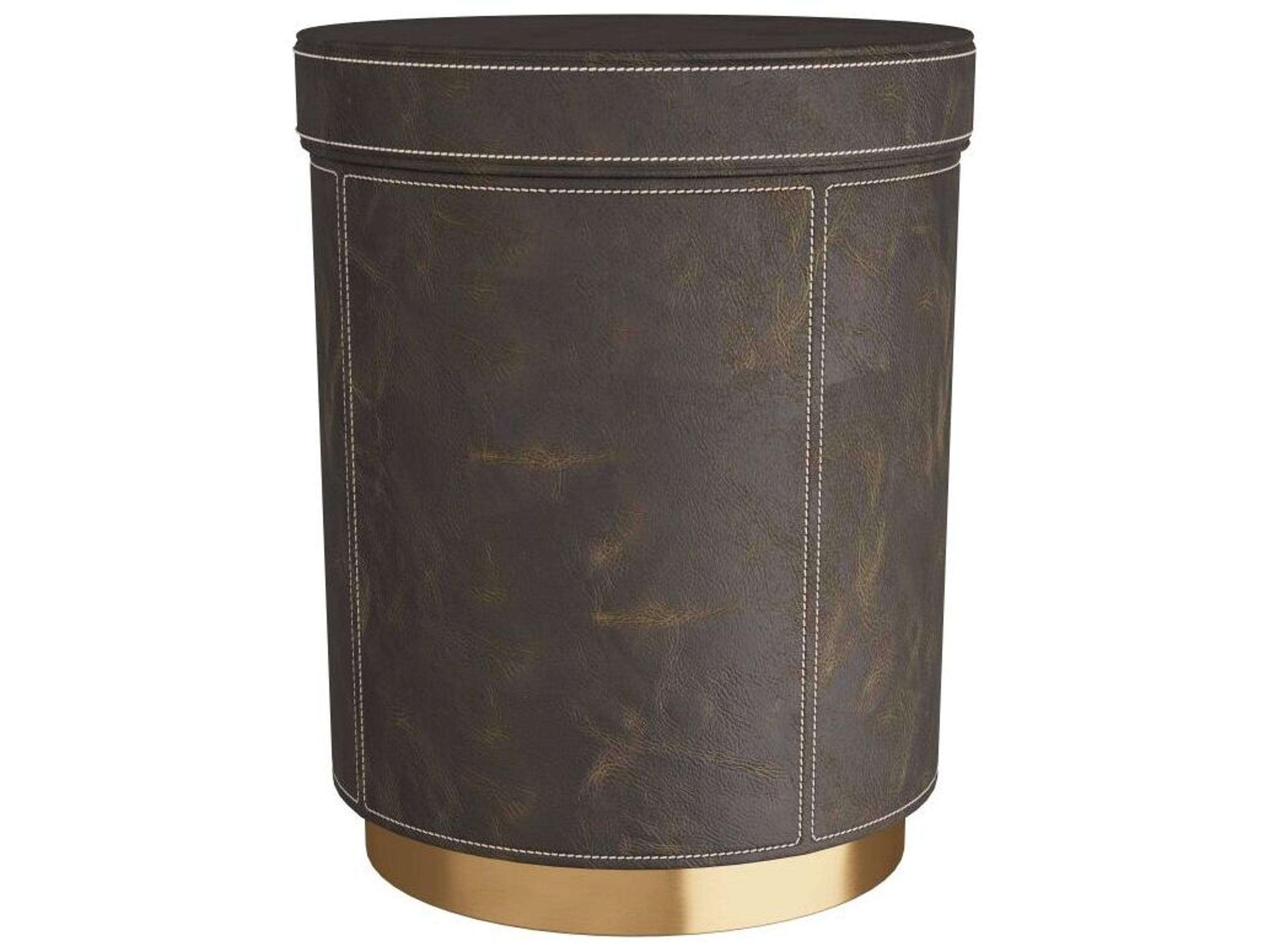 Arteriors Home Round Leather Moss Black Wes End Table