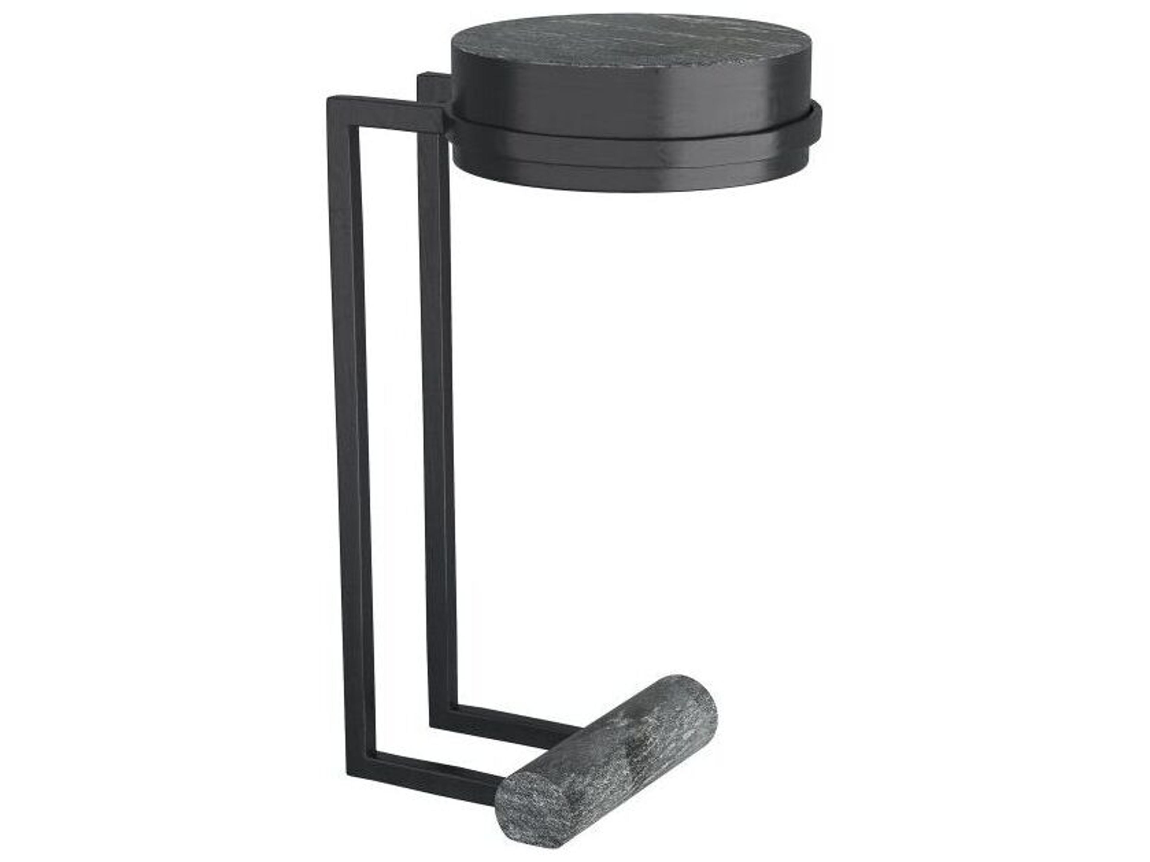 Arteriors Home Round Marble Black Ebony Avalos End Table