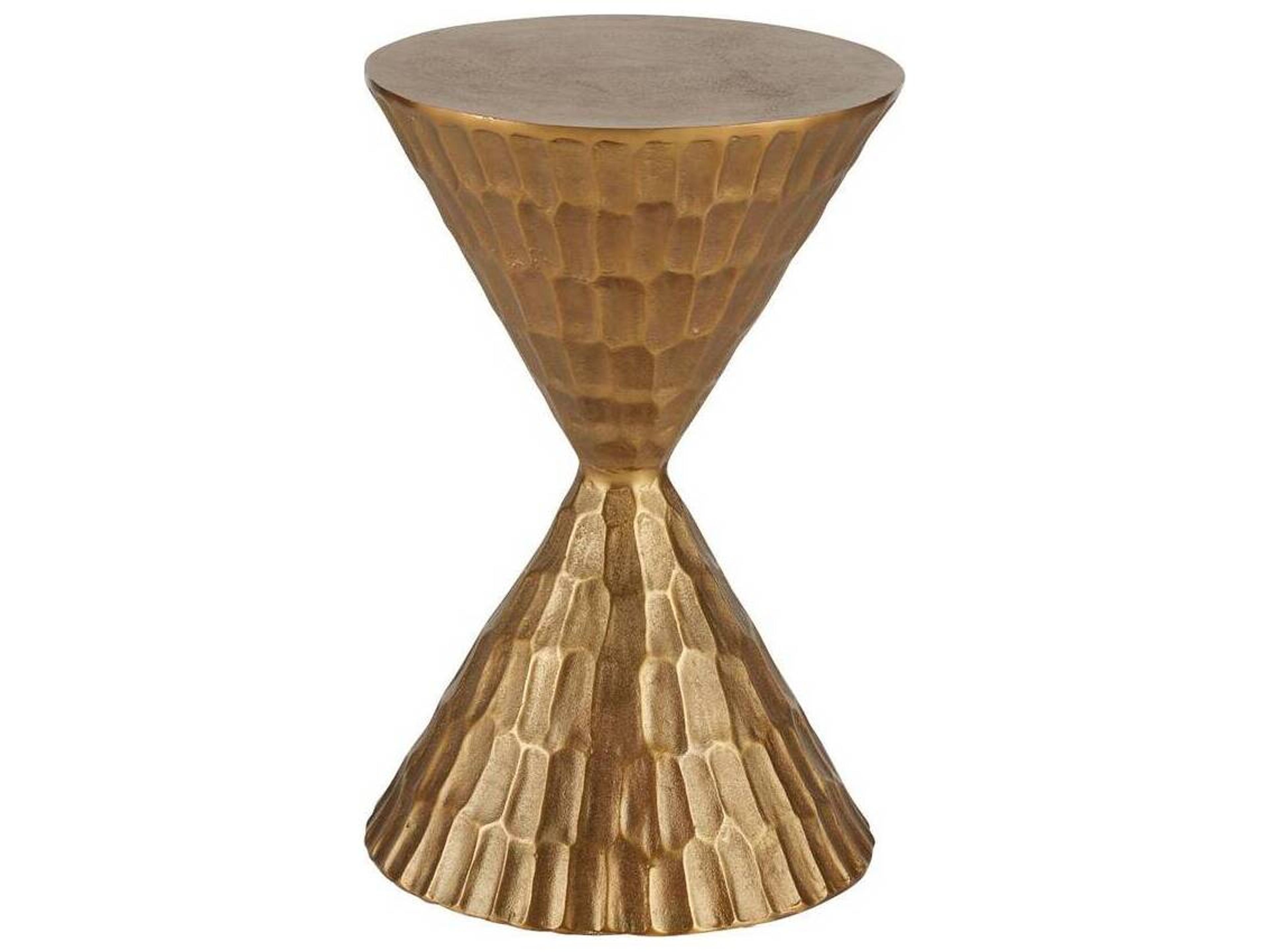 Arteriors Home Round Metal Antique Brass Castanza End Table