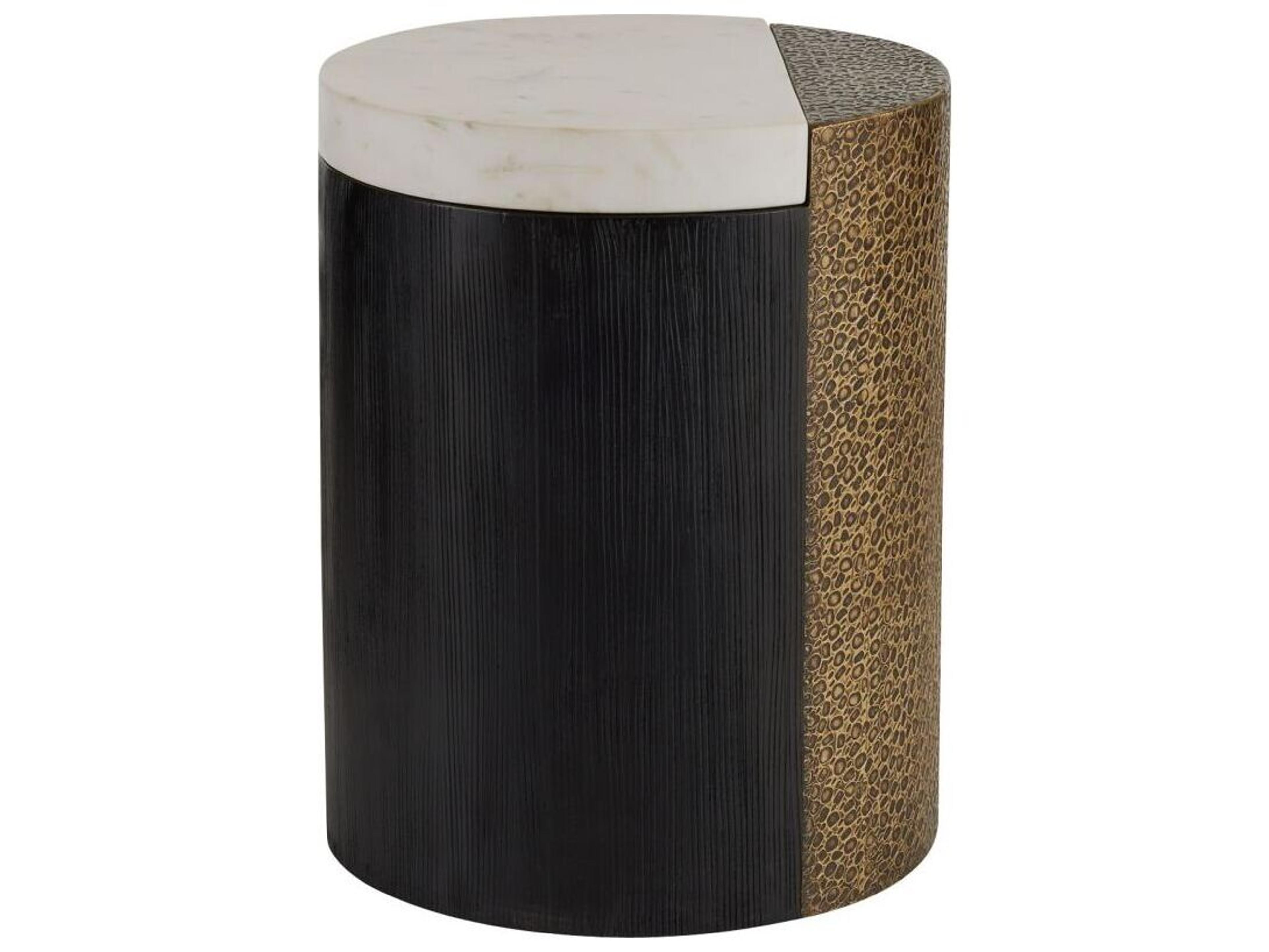 Arteriors Home Round Marble White Antique Brass Celestine End Table