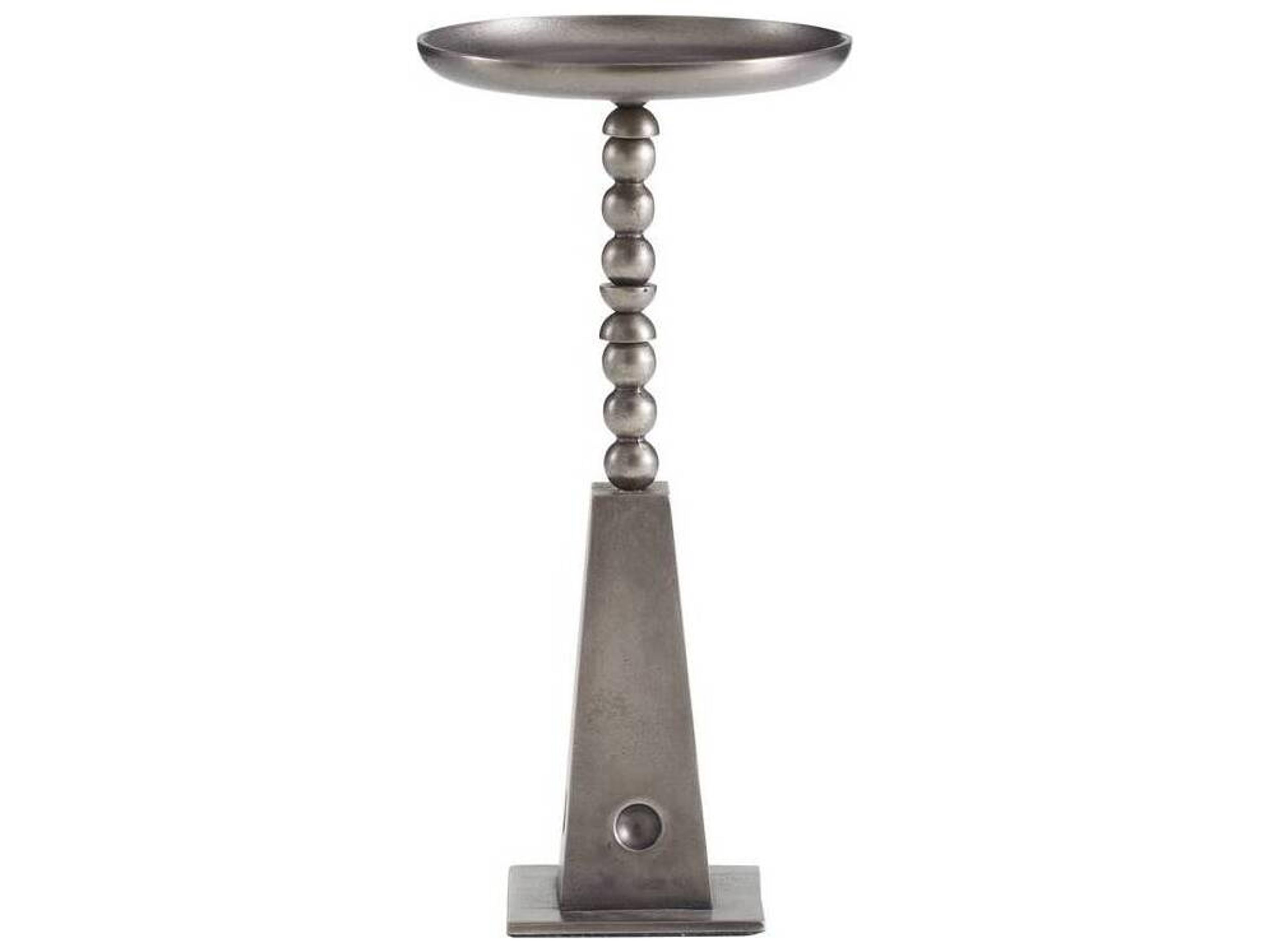 Arteriors Home Round Metal Vintage Nickel Grady End Table