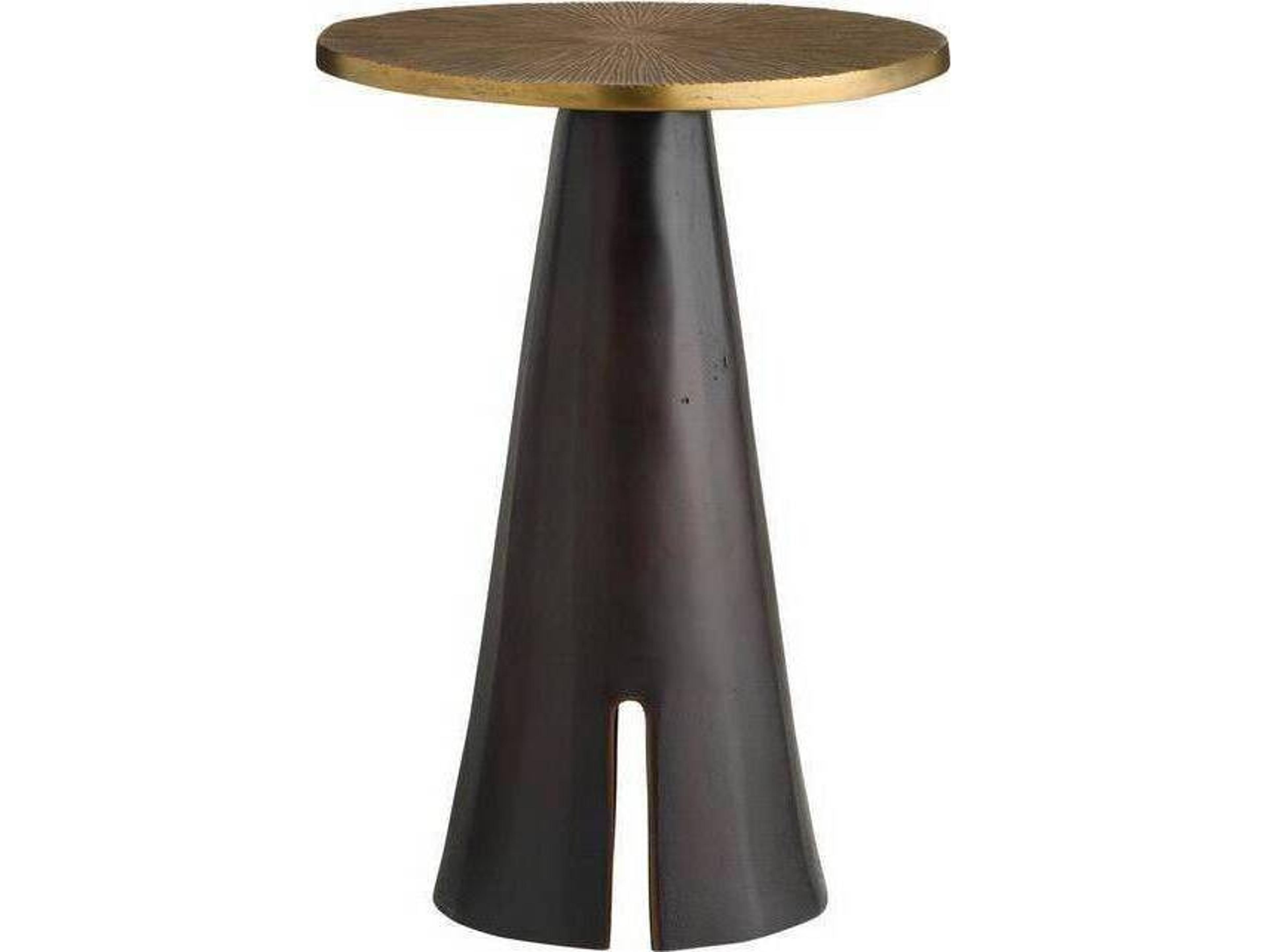Arteriors Home Katara Round Metal Antique Brass Bronze Gold Black End Table
