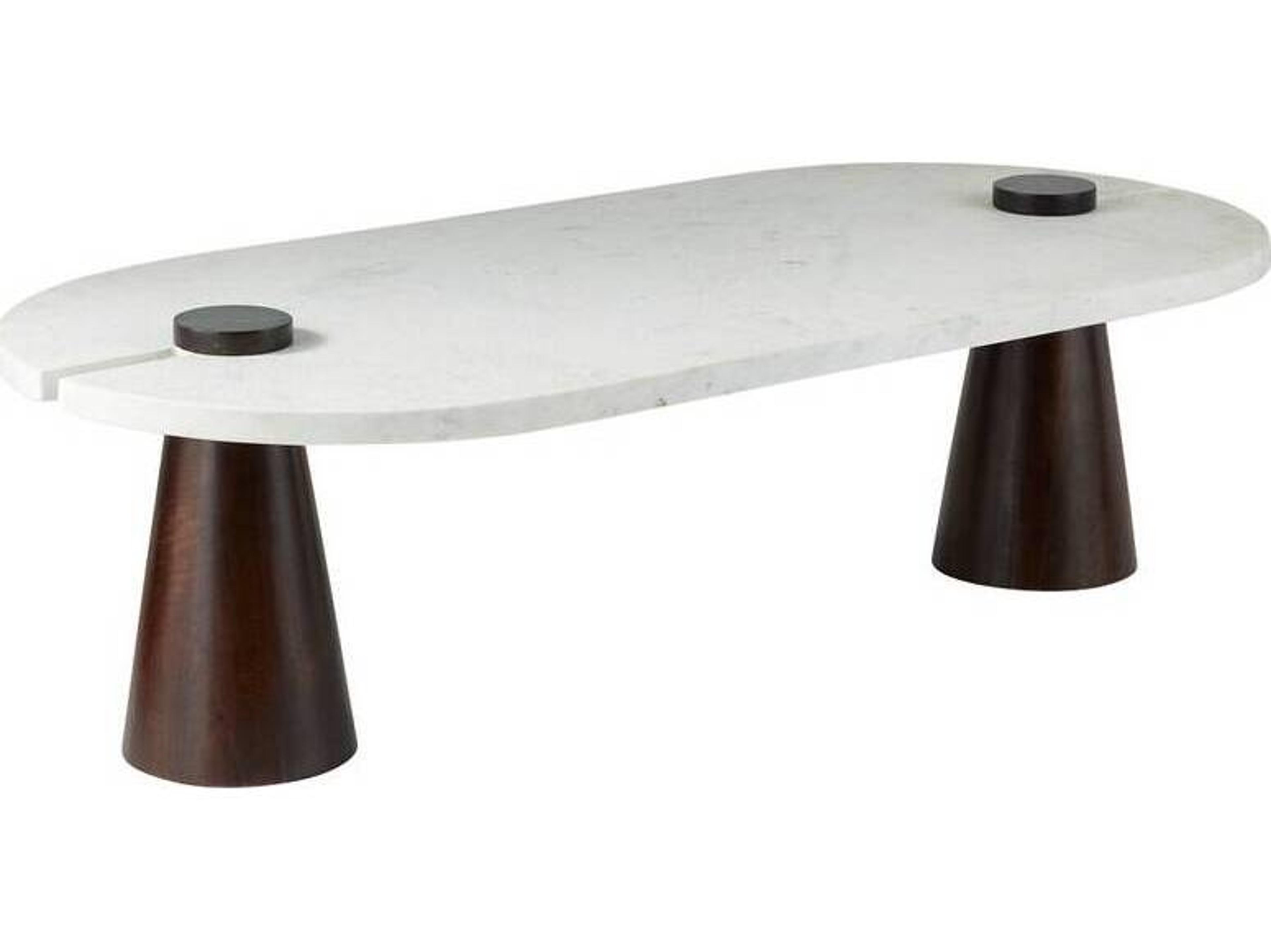 Arteriors Home Oval Marble White Umber Delaney Coffee Table