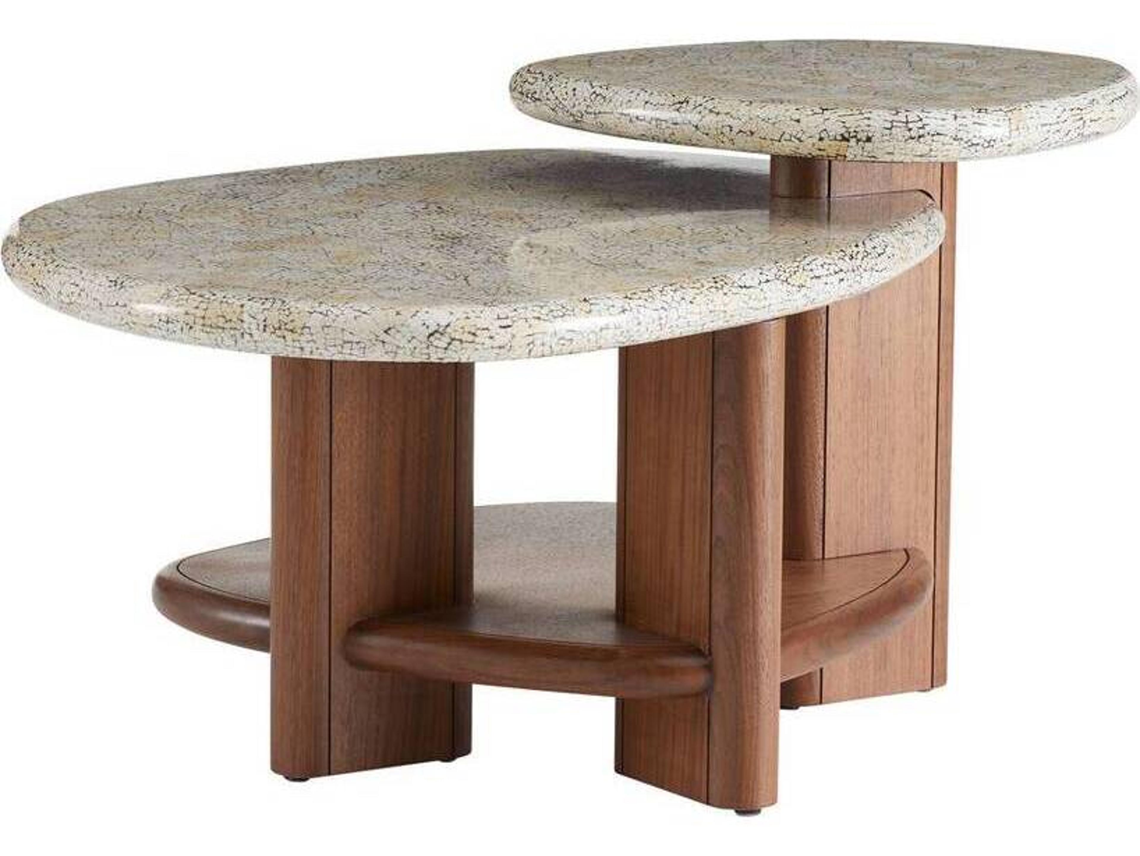 Arteriors Home Round Natural Eggshell Satin Walnut Forney Coffee Table