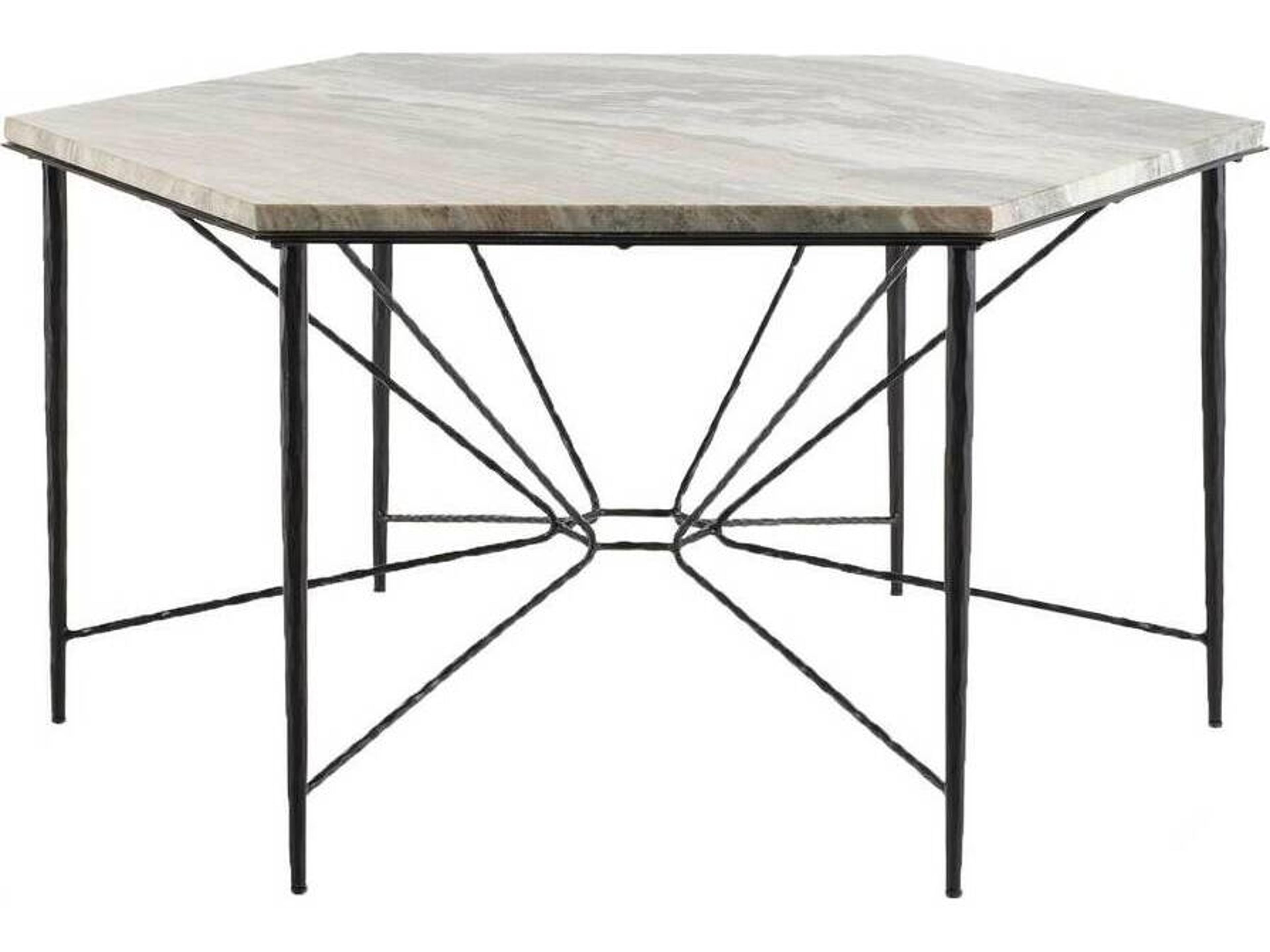 Arteriors Home Estrella Hexagon Marble Toronto Blackened Iron Dining Table