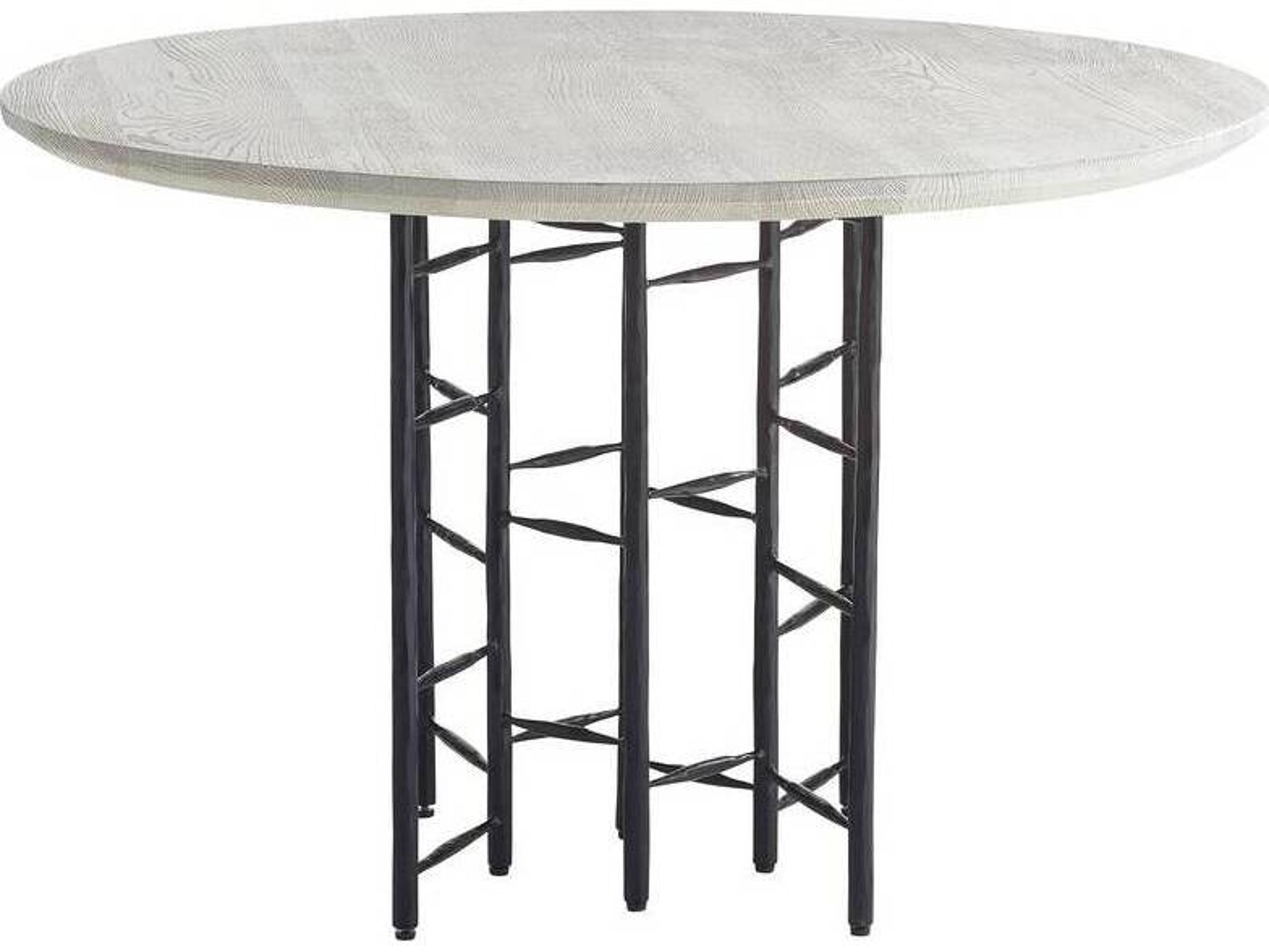 Arteriors Home Enito Round Marble Smoke Blackened Iron Dining Table