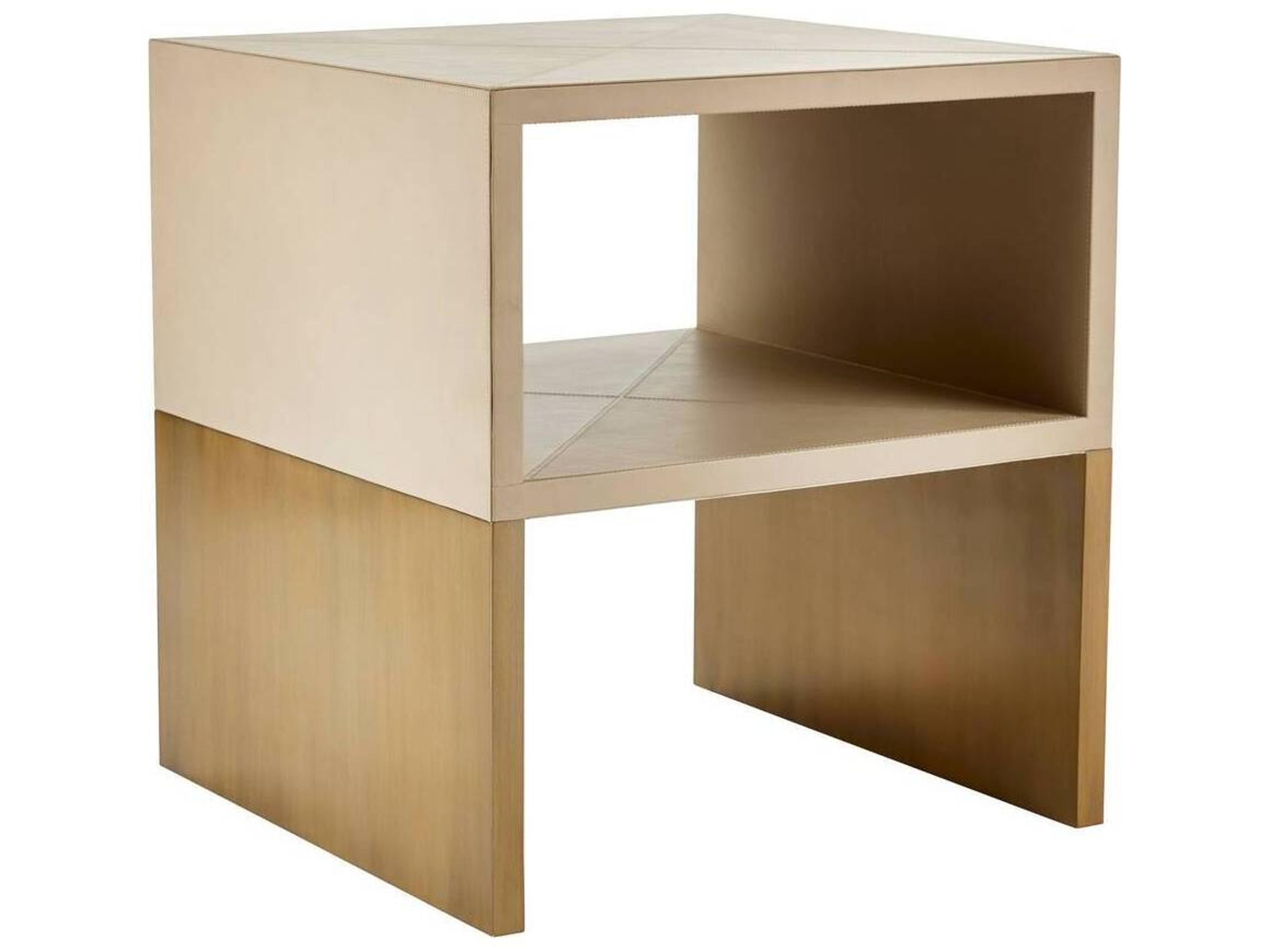 Arteriors Home Rectangular Leather Bone Antique Brass Talcon End Table