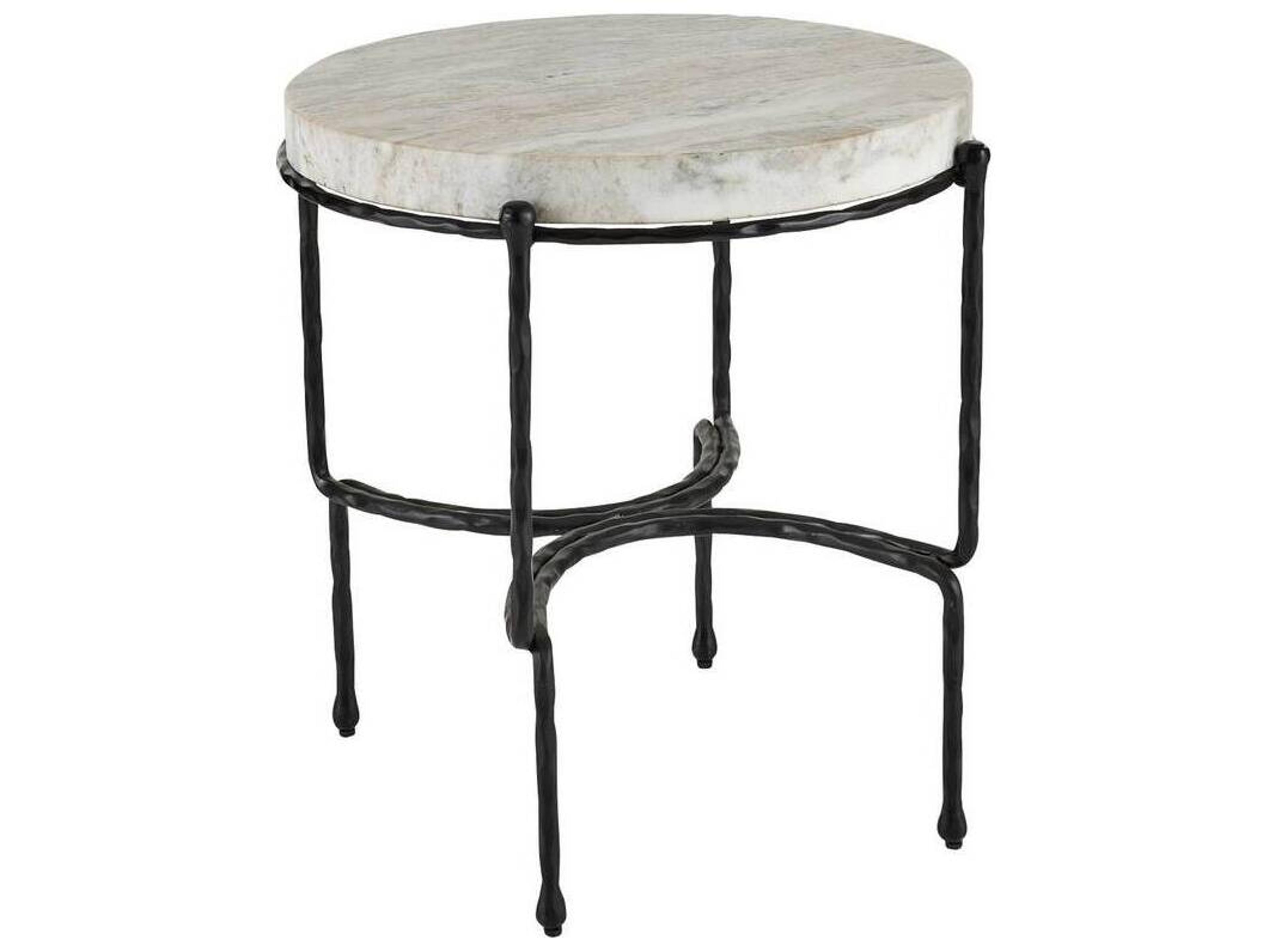 Arteriors Home Round Marble Toronto Blackened Iron Cedrick End Table