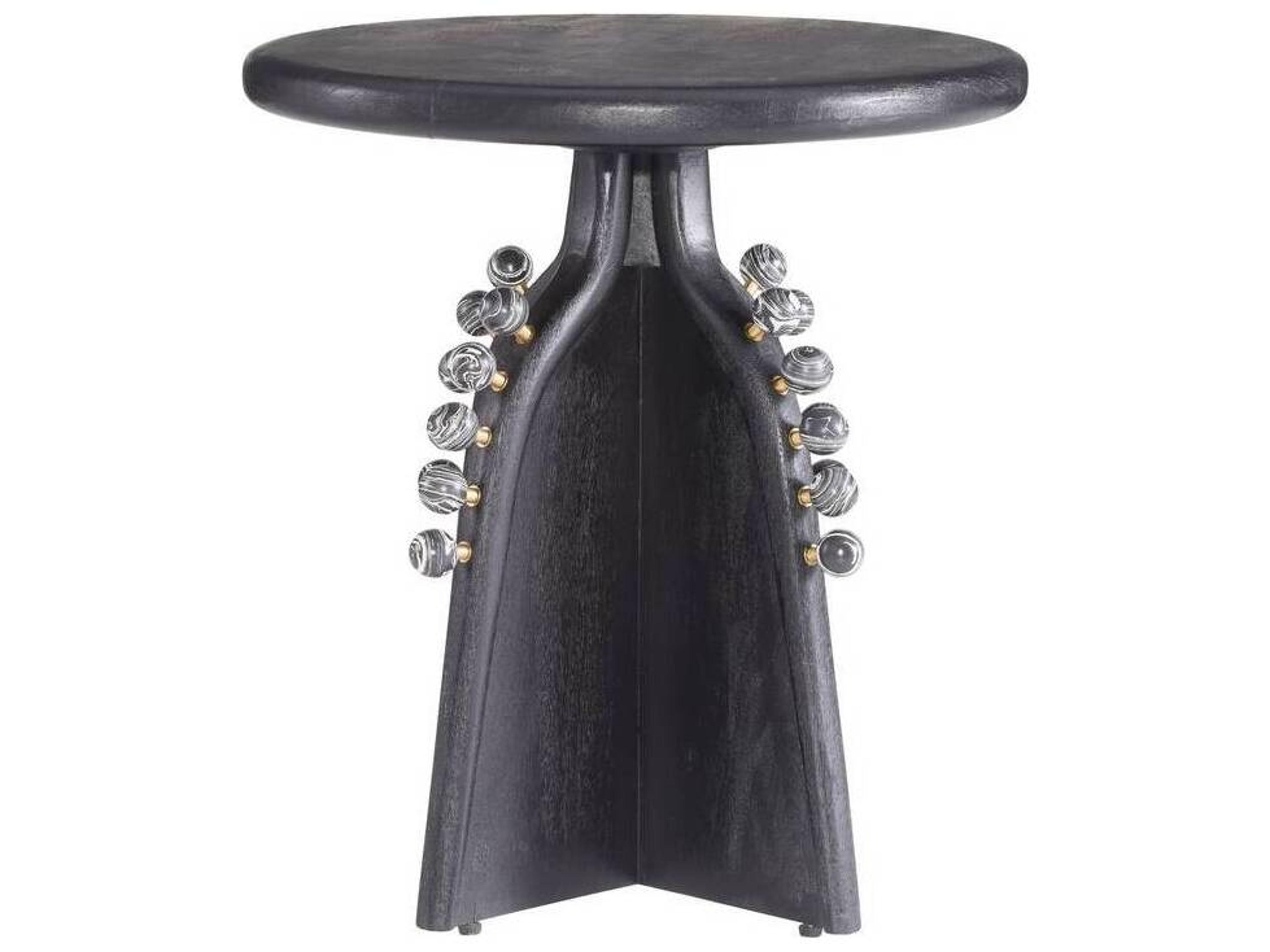 Arteriors Home Round Wood Ebony Venus Guillermo End Table