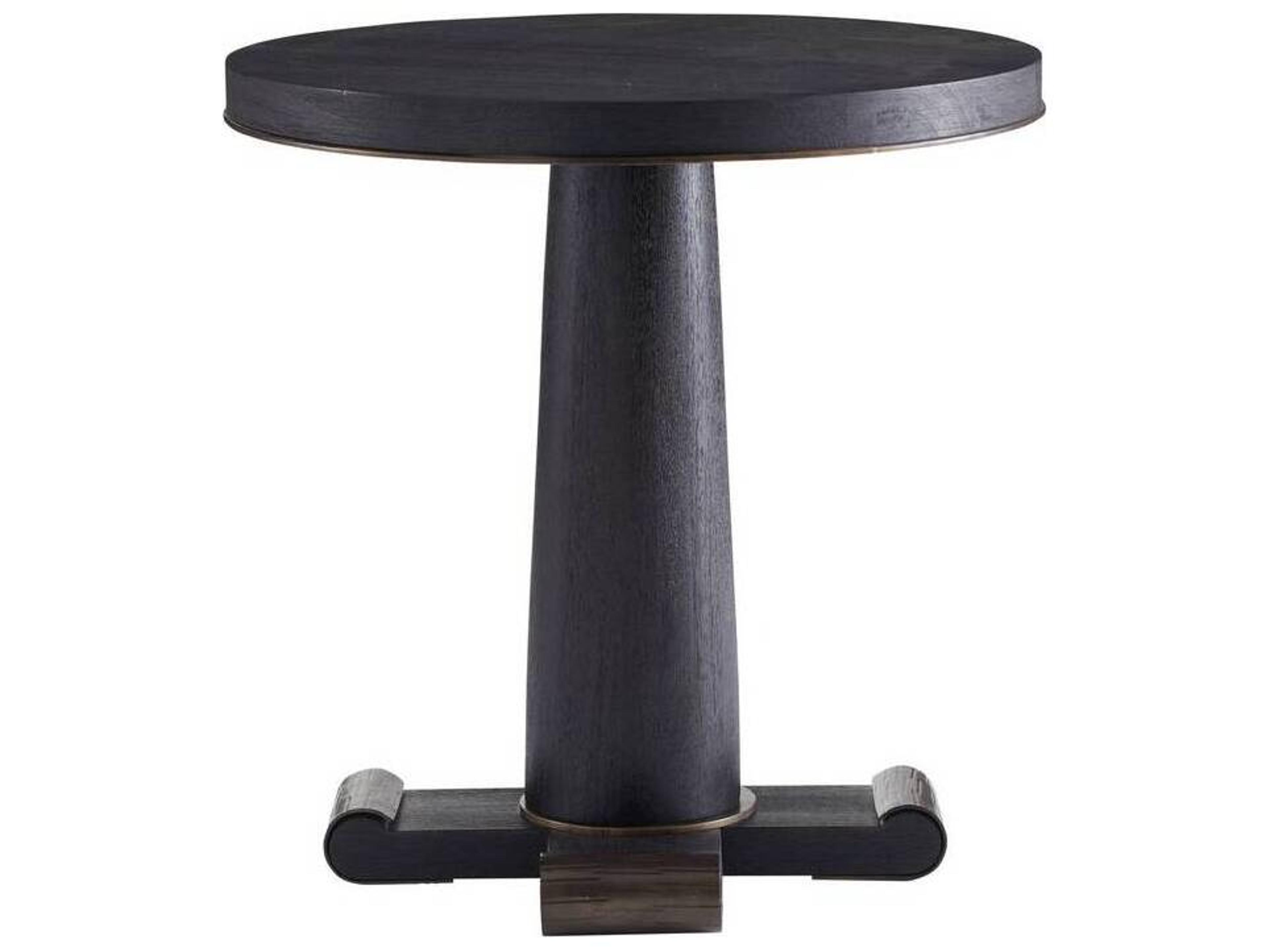 Arteriors Home Round Wood Ebony Bronze Hurst End Table