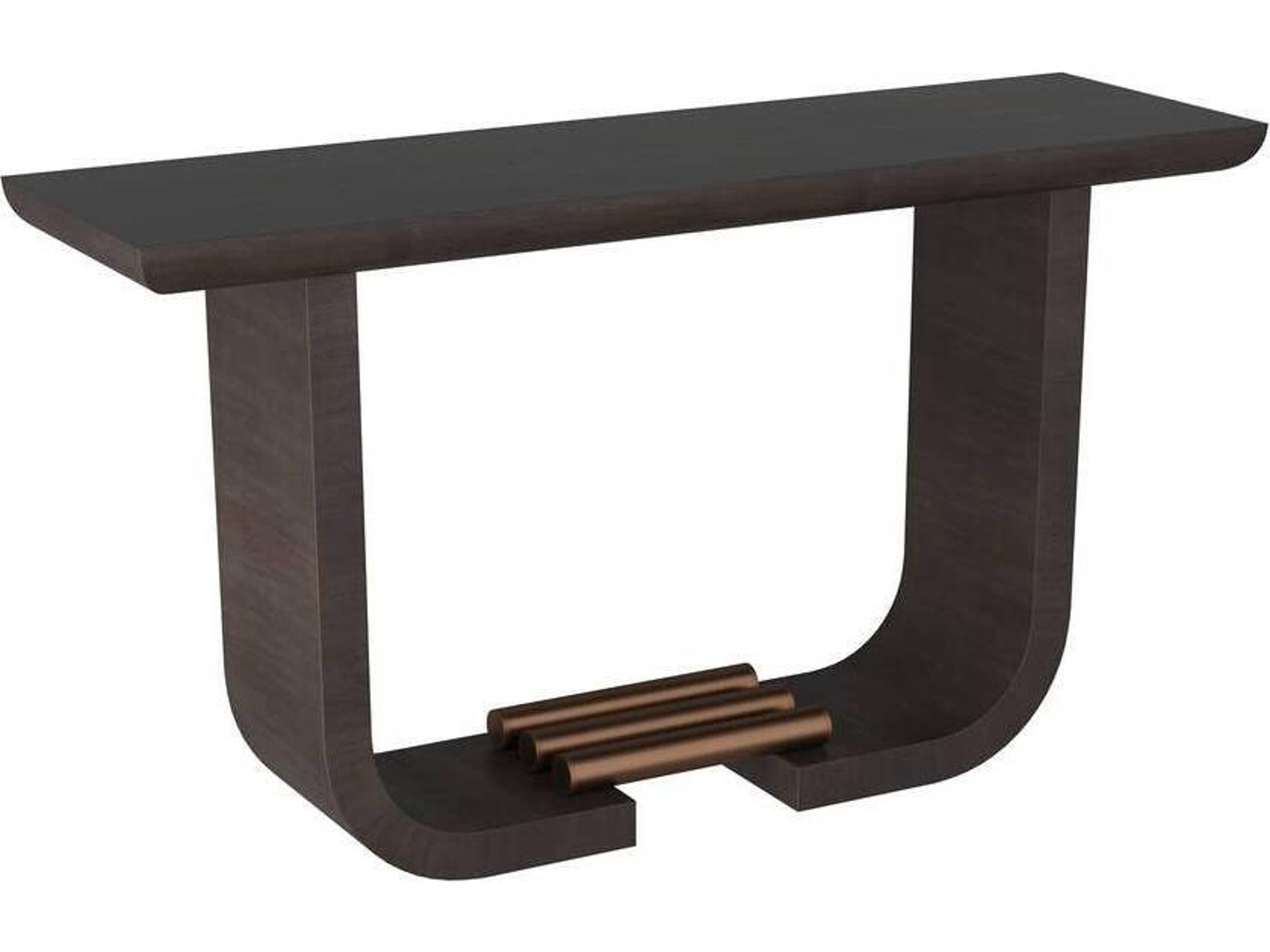 Arteriors Home Rectangular Wood Charcoal Antique Brass Ralston Console Table