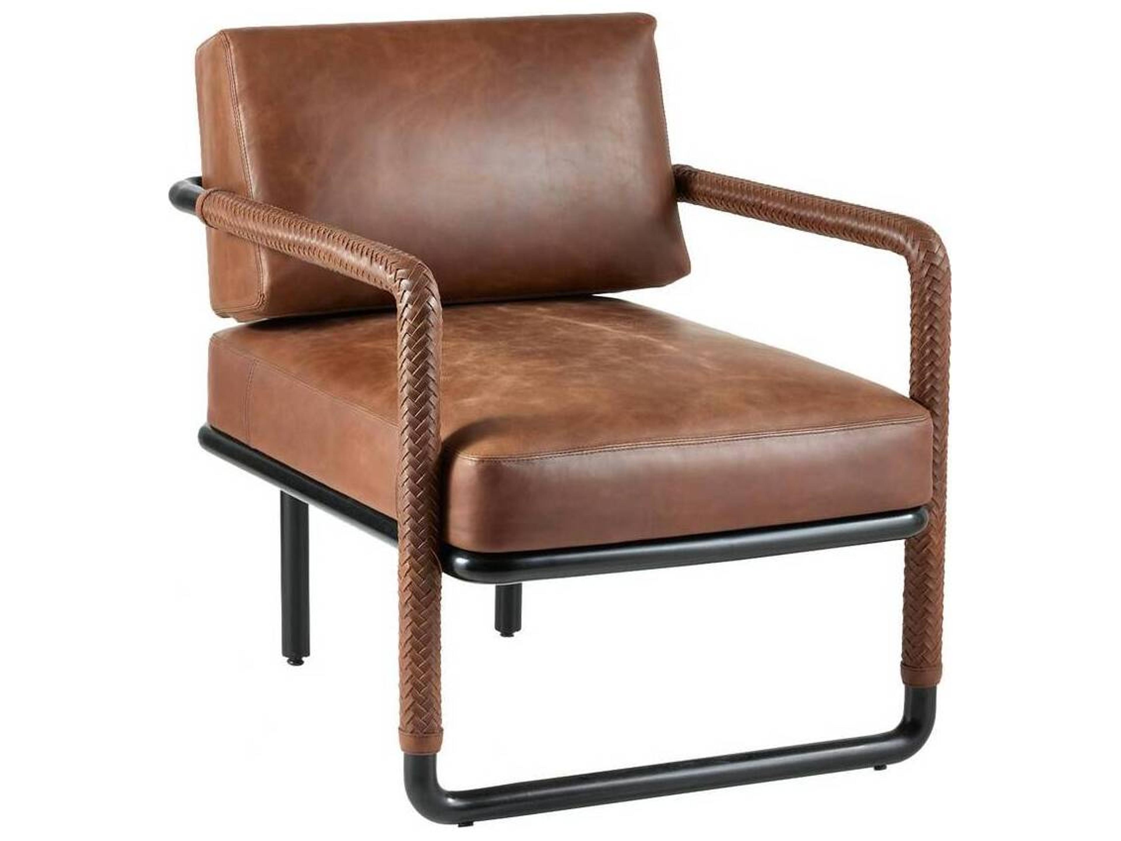 Arteriors Home Brown Leather Accent Chair Durham