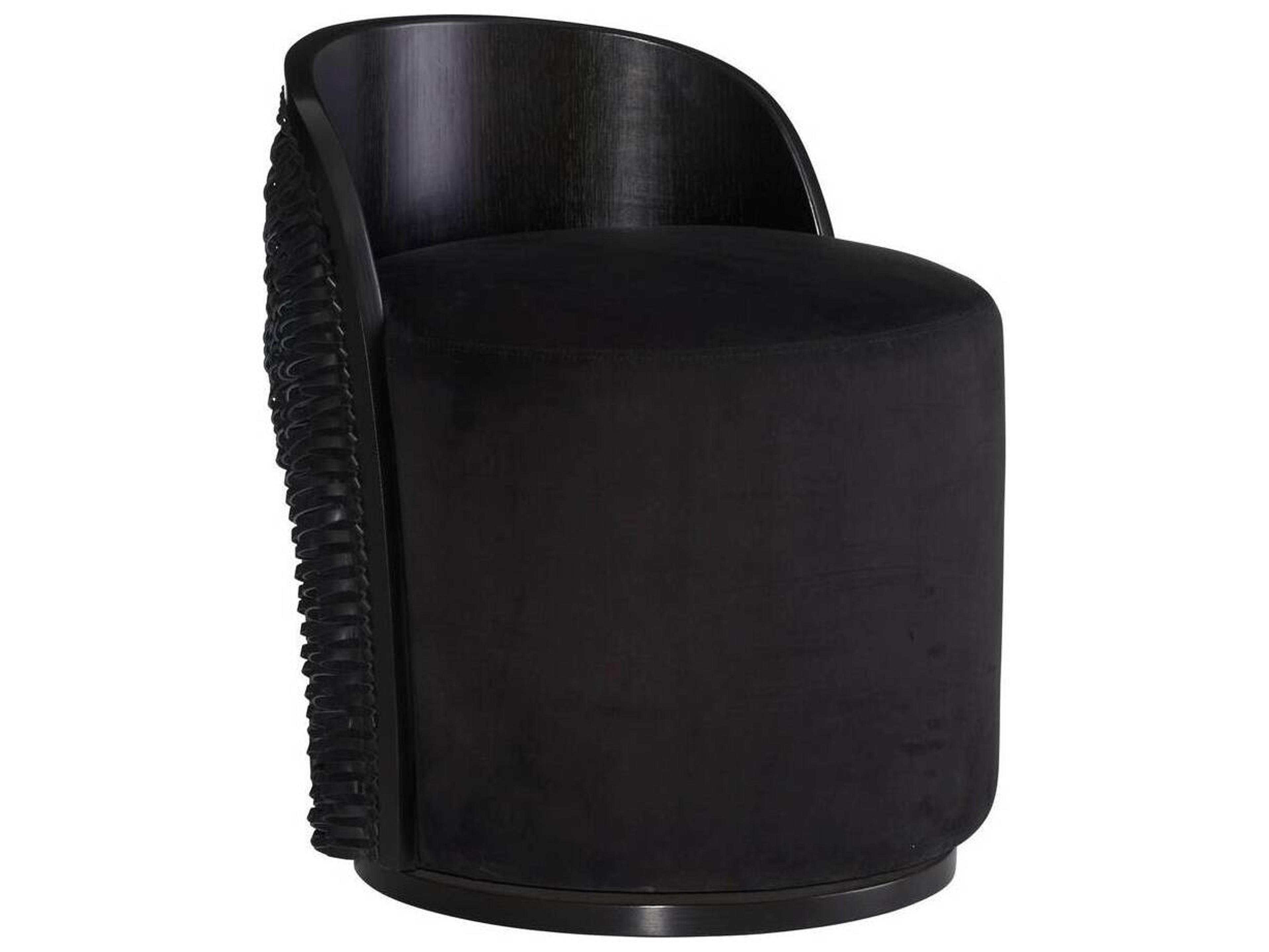 Arteriors Home Swivel Black Suede Accent Chair Gretel