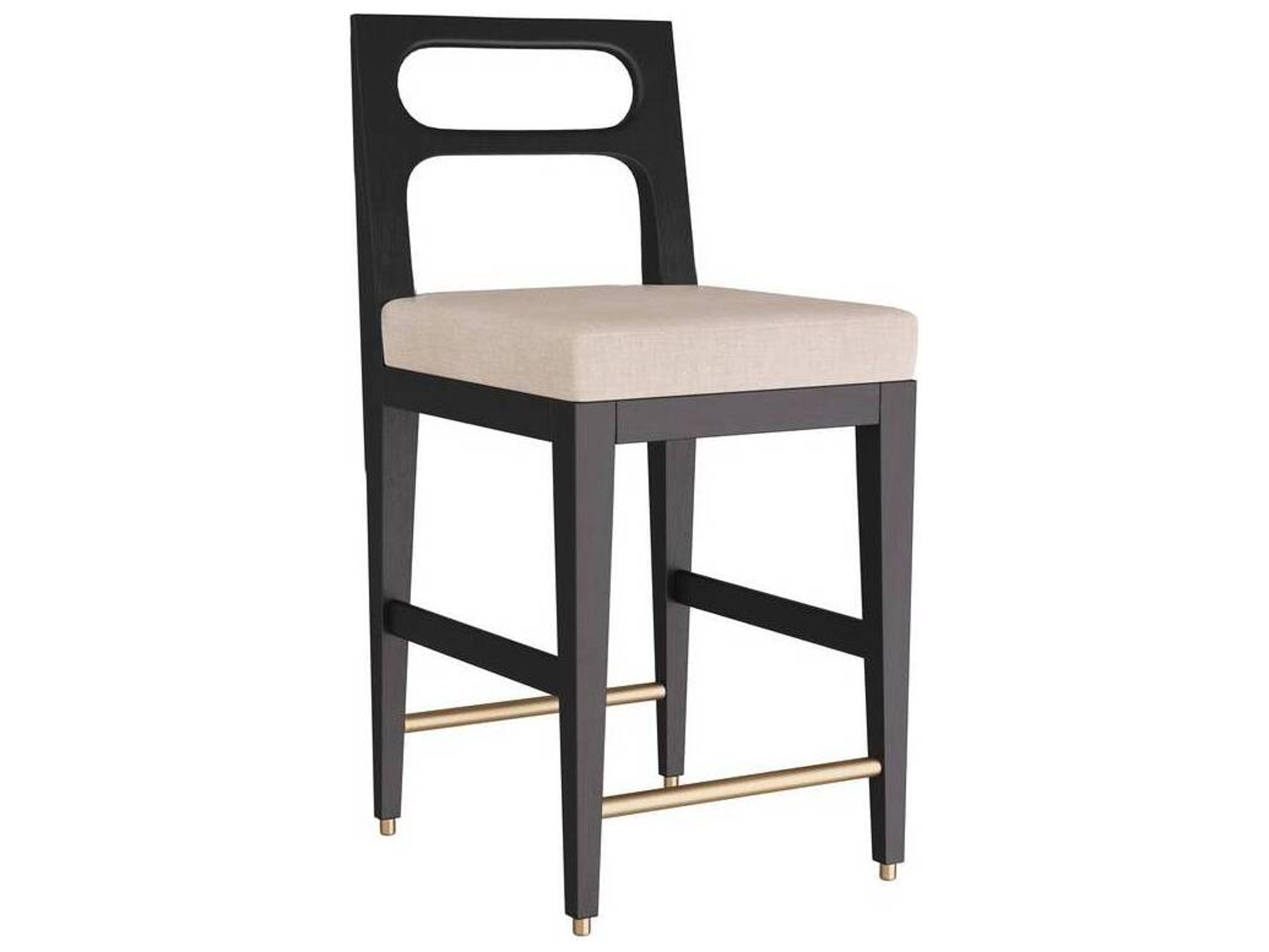 Thaden Natural Ebony Upholstered Mango Wood Counter Stool