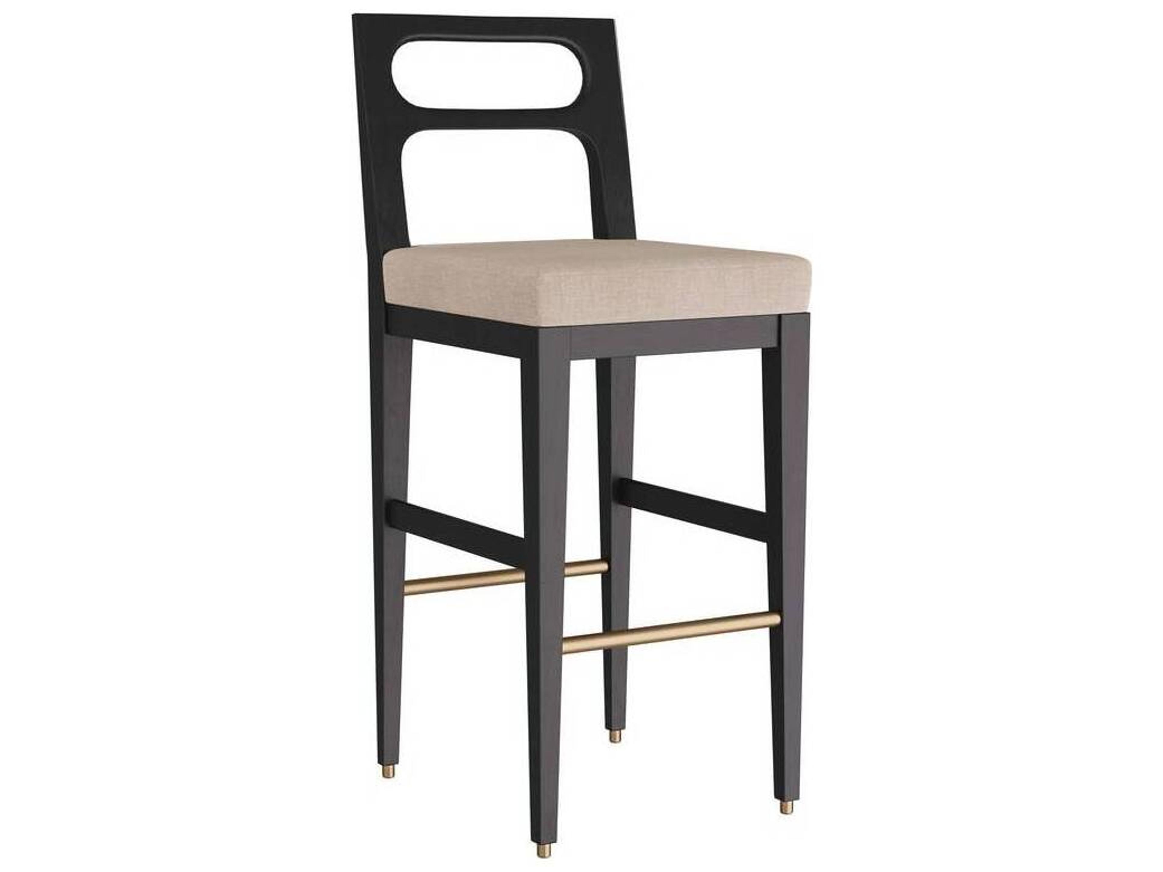 Thaden Natural Ebony Upholstered Mango Wood Bar Stool